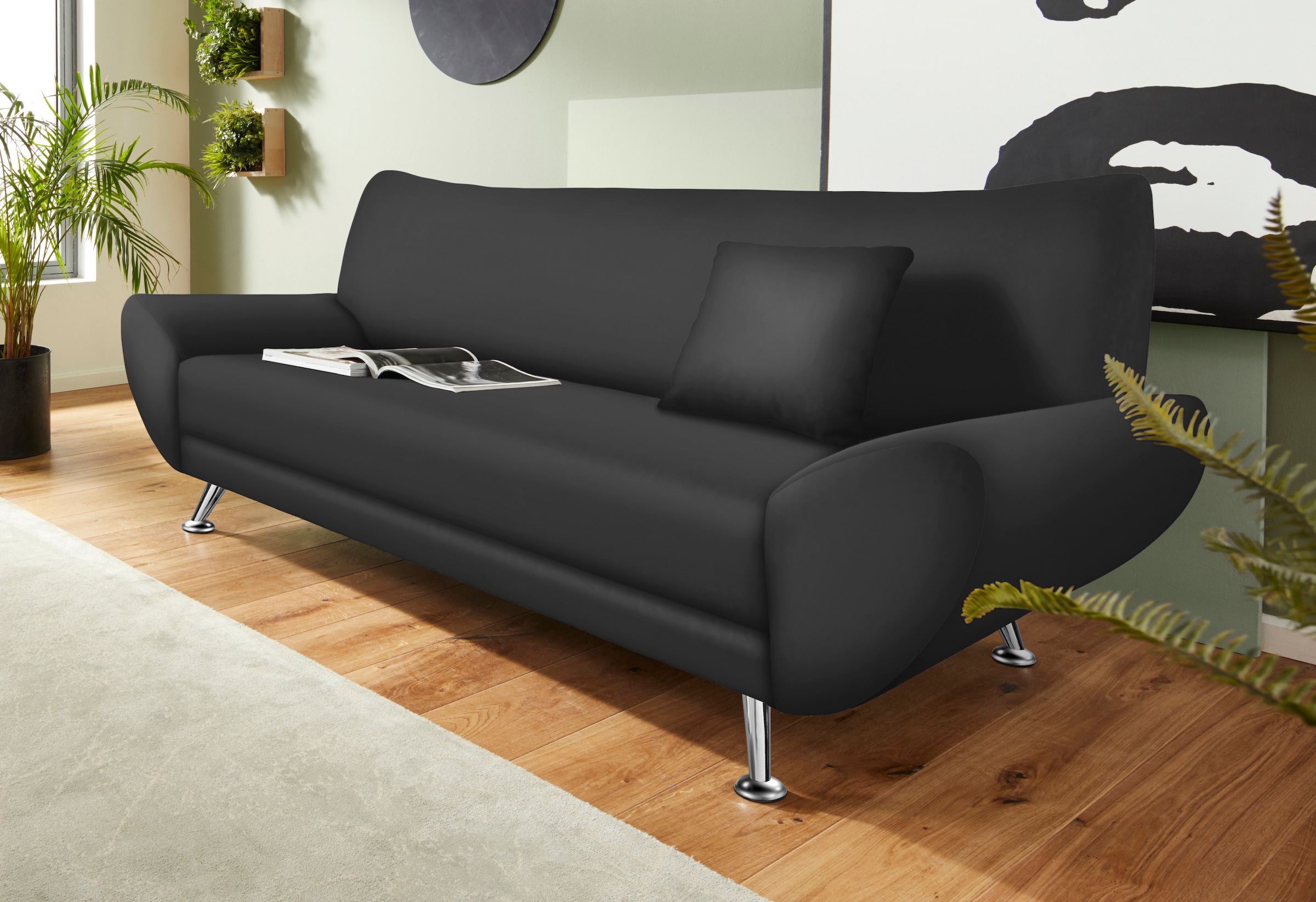 Home affaire 3-Sitzer »Saltare elegant & komfortabel, toller Designfuß, bequem, Breite 205cm«