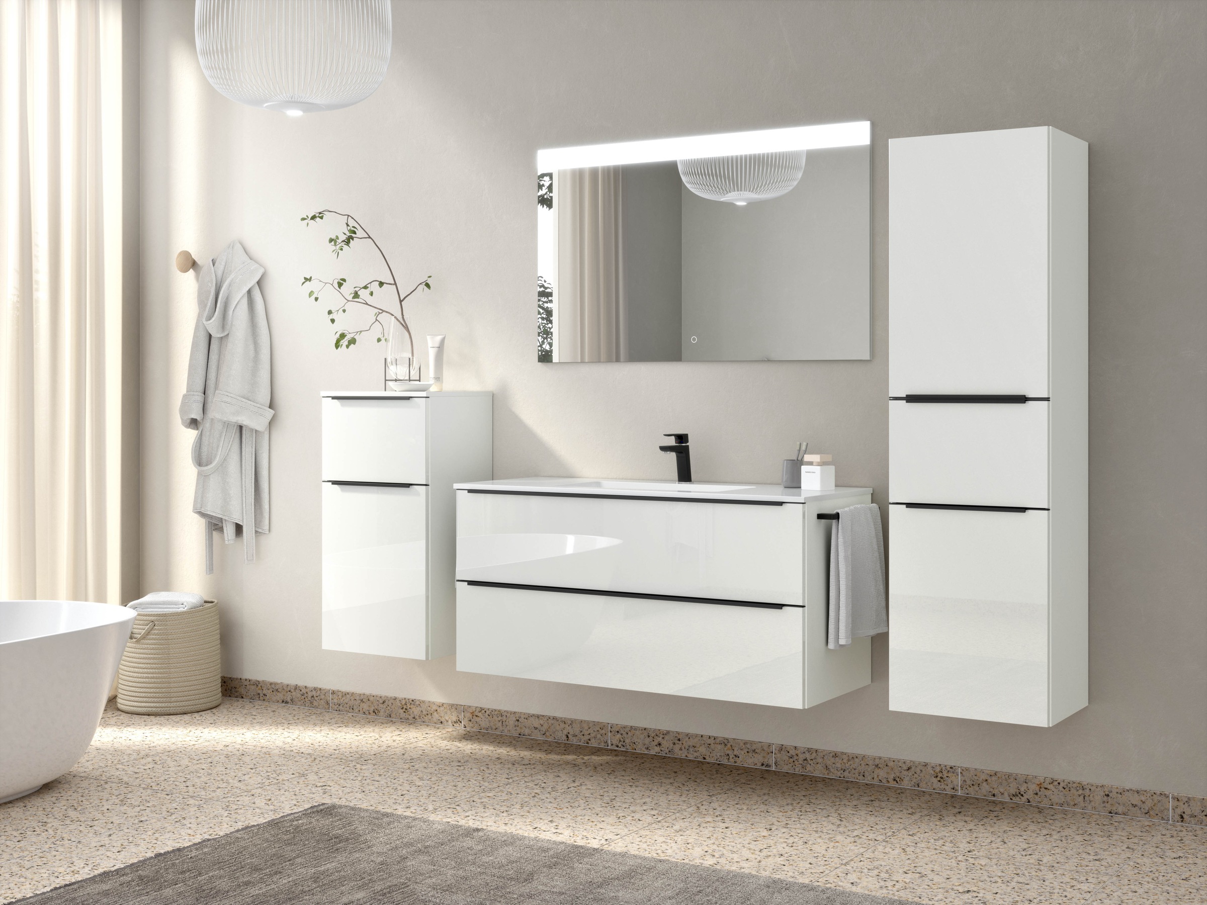 nobilia® Badmöbel-Set »Levere« vormontiert, mit Soft-Close, 4 Stk. tlg. günstig online kaufen