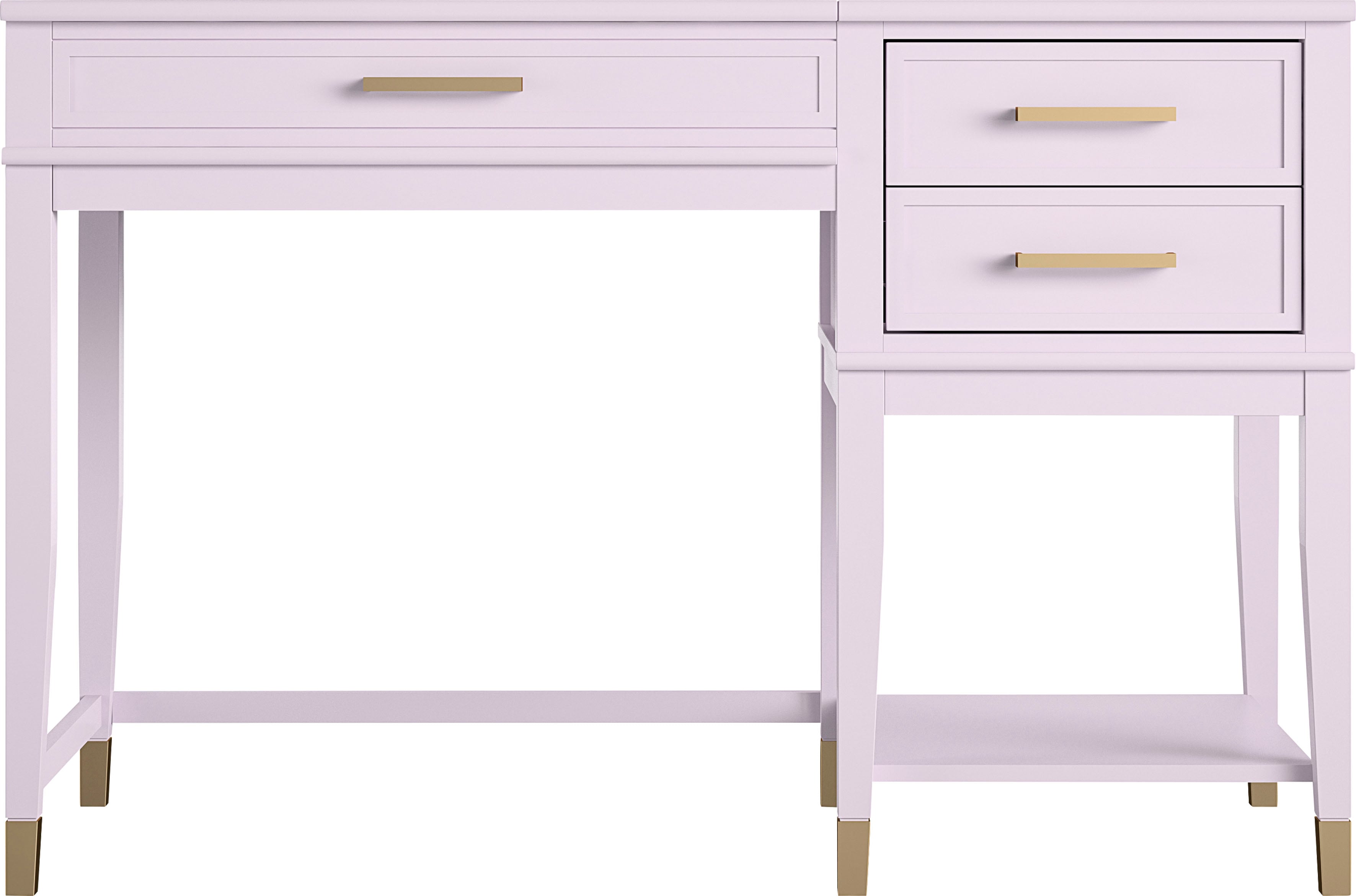 Schreibtisch „Westerleigh“, mit höhenverstellbarer Tischplatte, lavendel/goldfarben + lavendel/goldfarben + lavendel B/H/T: 71 cm x 77 cm x 50 cm