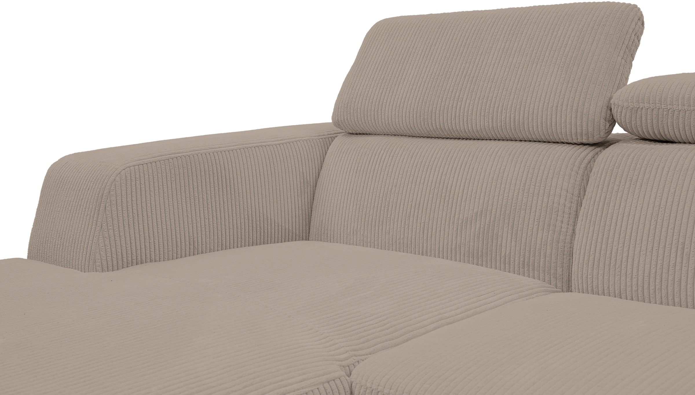 WERK2 Ecksofa »Cherry, modernes Sofa mit Komfortfunktionen, Breite 270cm, L-Form,«, bequem, mit verstellbaren Kopfteilen, Schlaffunktion und Bettkasten