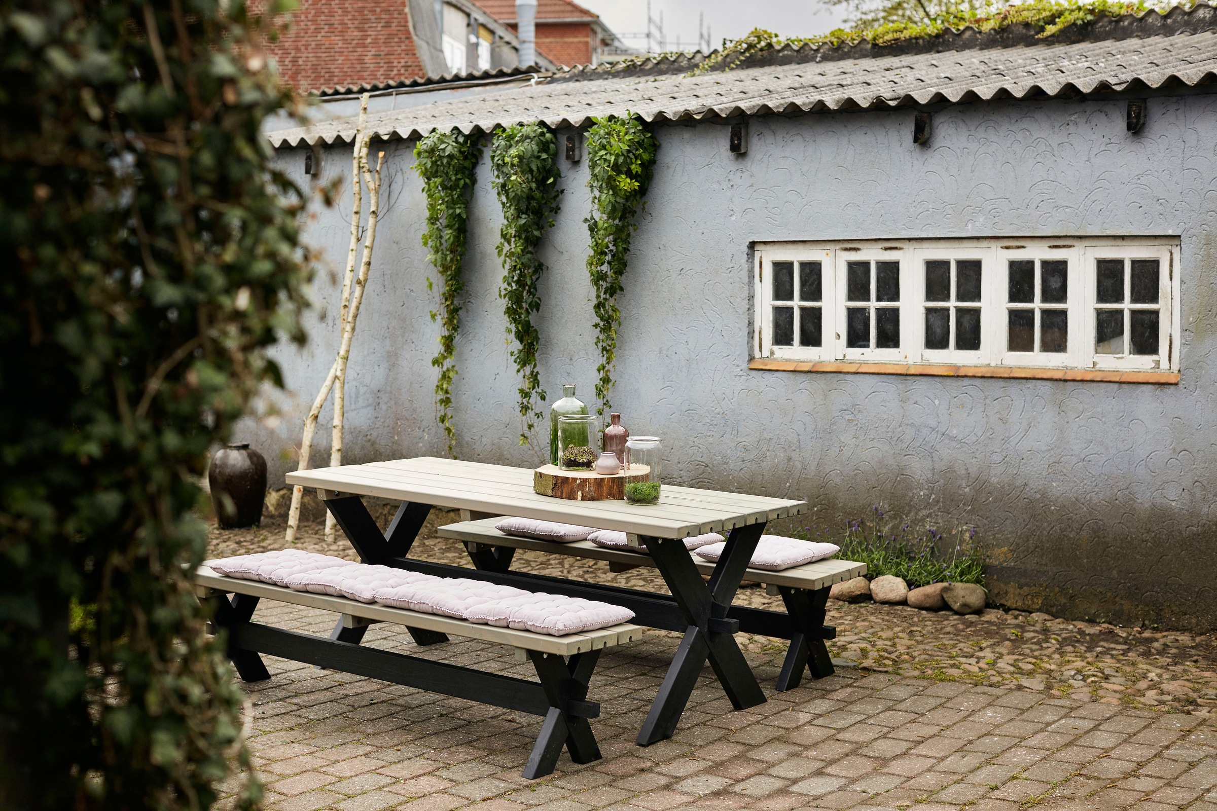 PLUS Garten-Essgruppe »»Nostalgi« Plankengarnitur«, (3 tlg.), bestehend aus: Tisch und 2 Bänke