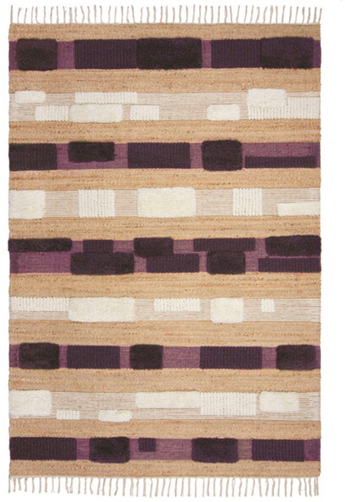 FLAIR RUGS Teppich »Medina Blocks, mit abstrakten Linien«, rechteckig, 22 mm Höhe, aus Jute/-und Wollmischung, mit Hoch-Tief-Struktur, gemustert