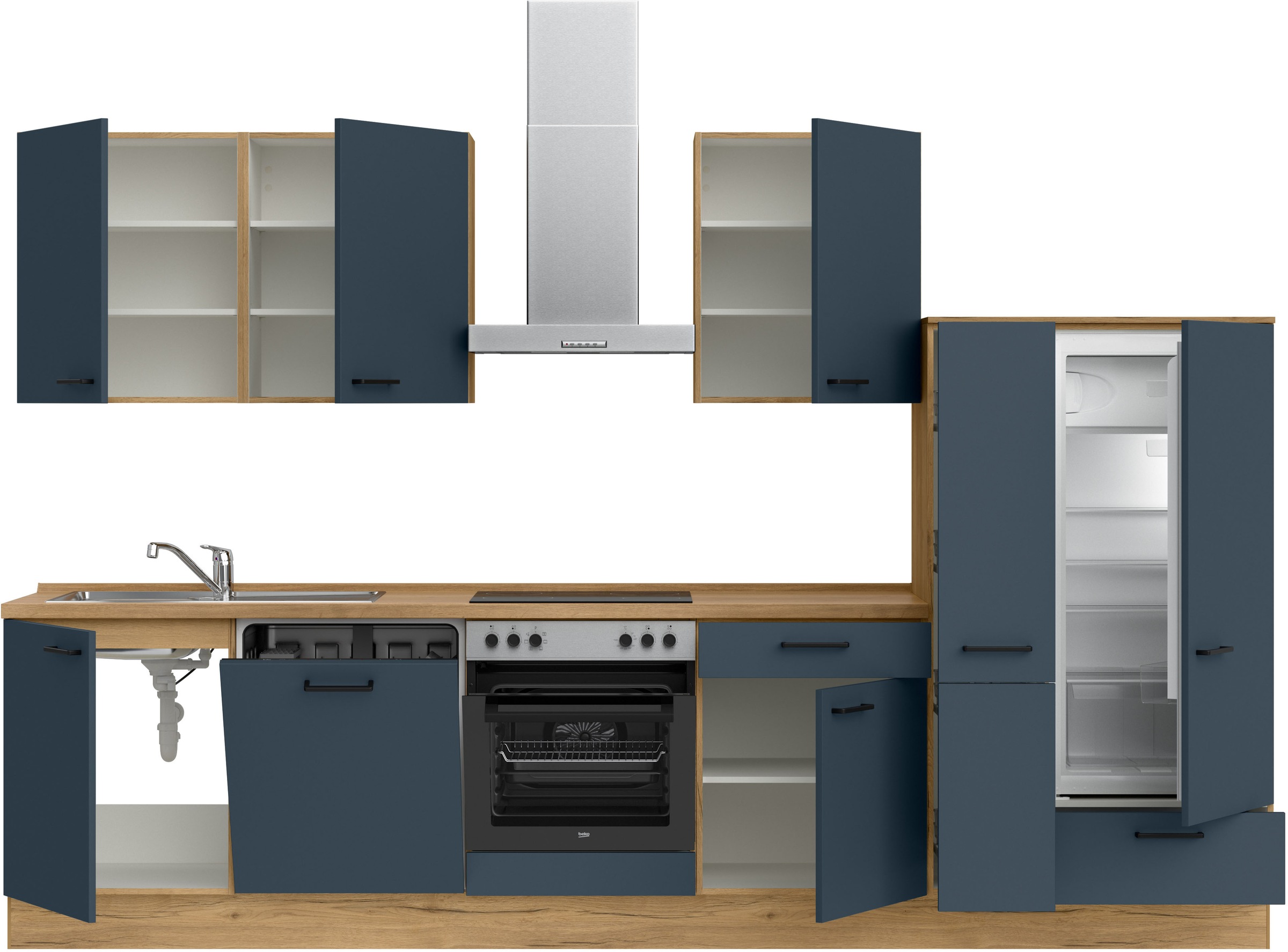 nobilia® Küchenzeile »"Easytouch I"«, vormontiert, Ausrichtung wählbar, Breite 330 cm, wahlw. mit E-Geräten