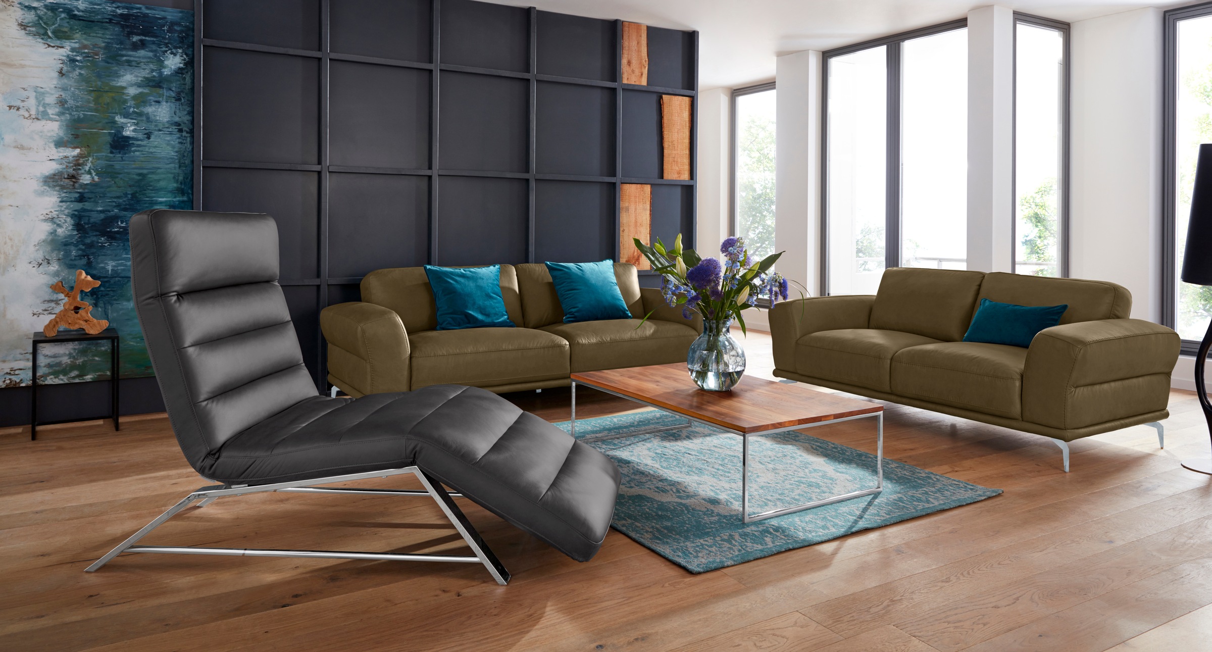 W.SCHILLIG 2-Sitzer »montanaa«, mit Metallfüßen in Silber matt, Breite 192 cm