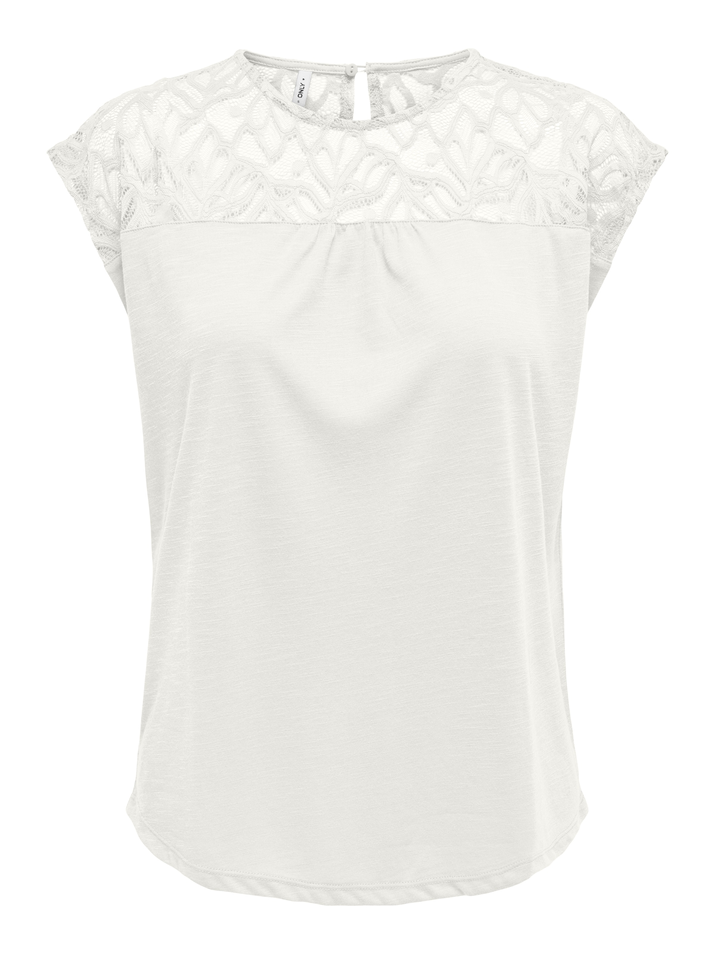 ONLY Spitzenshirt »ONLSINDY LIFE S/S O-NECK MIX TOP JRS«