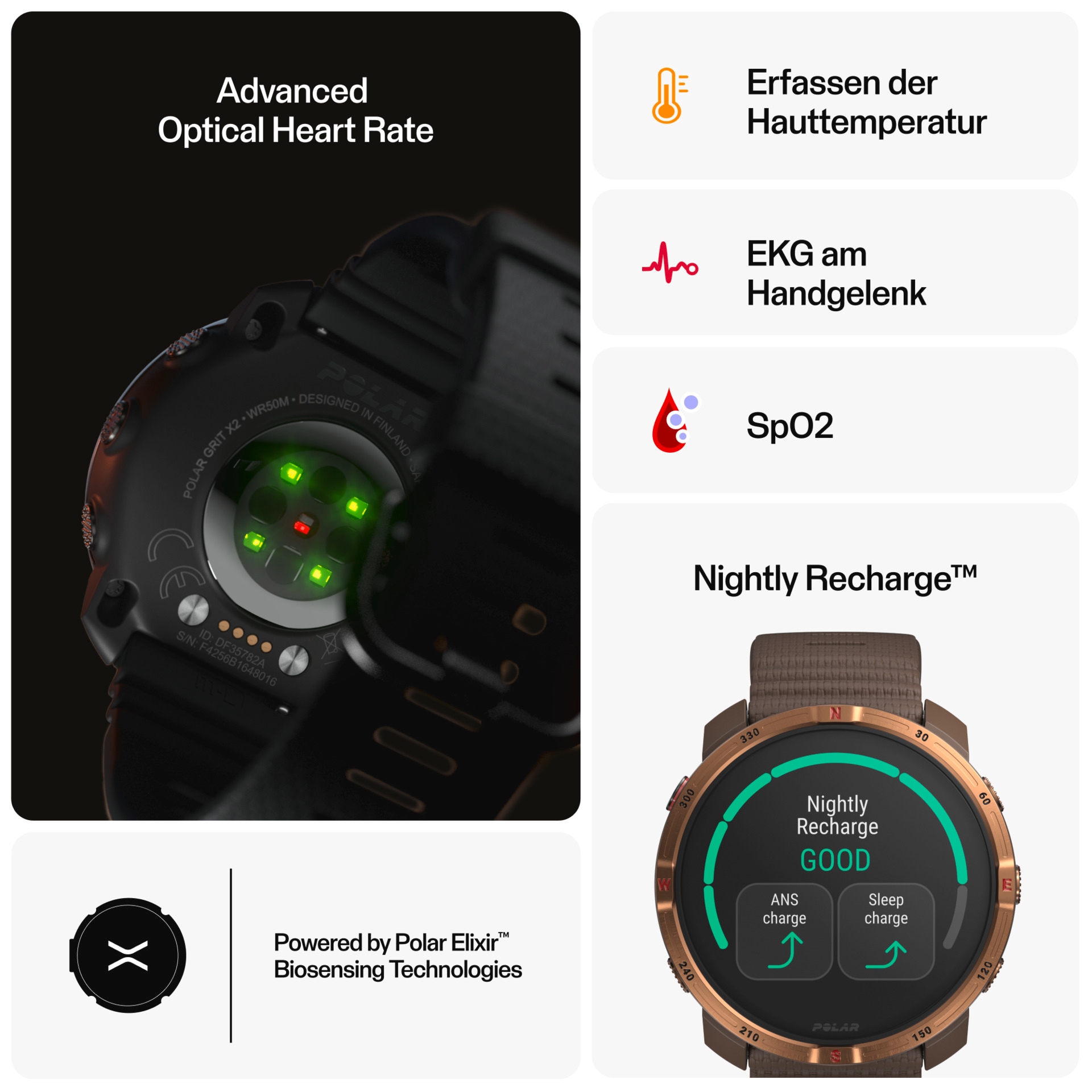 Polar Smartwatch »GRIT X2«(/ 1,28 ″) Proprietär