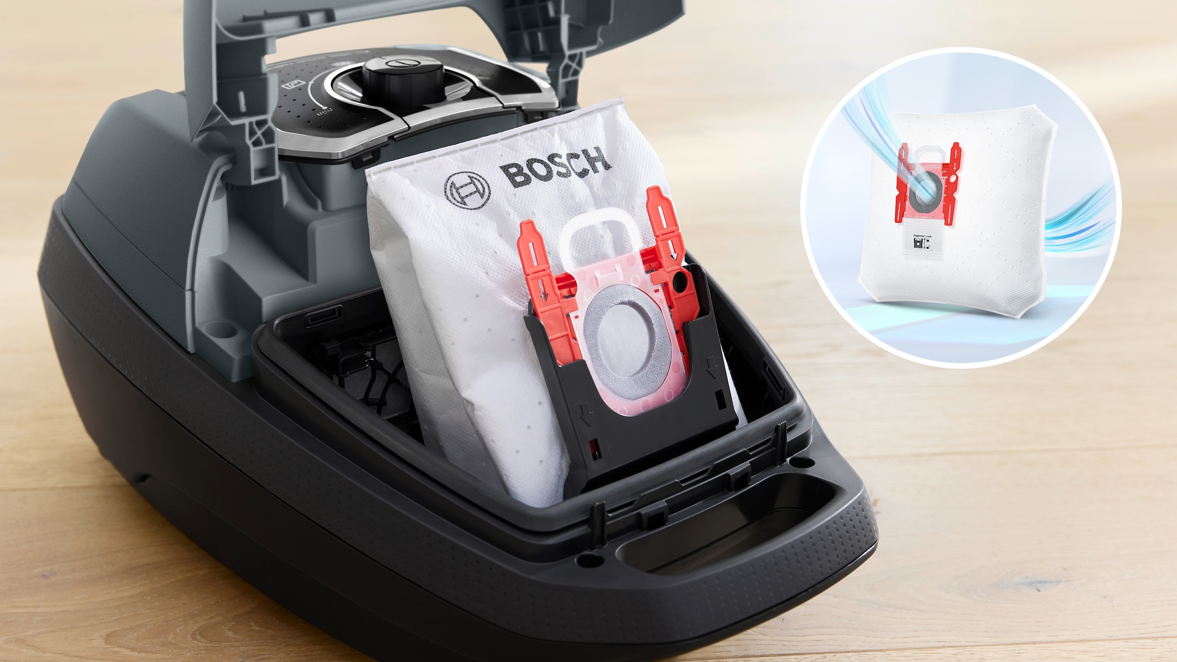 BOSCH Bodenstaubsauger »Serie 8 ProSilence, BGL75XPRQ, für Allergiker, 10 Jahre Motorgarantie«, 750 W, mit Beutel, Hygiene-Filter, Hartbodendüse, XXL-Polsterdüse, langes Kabel, grau