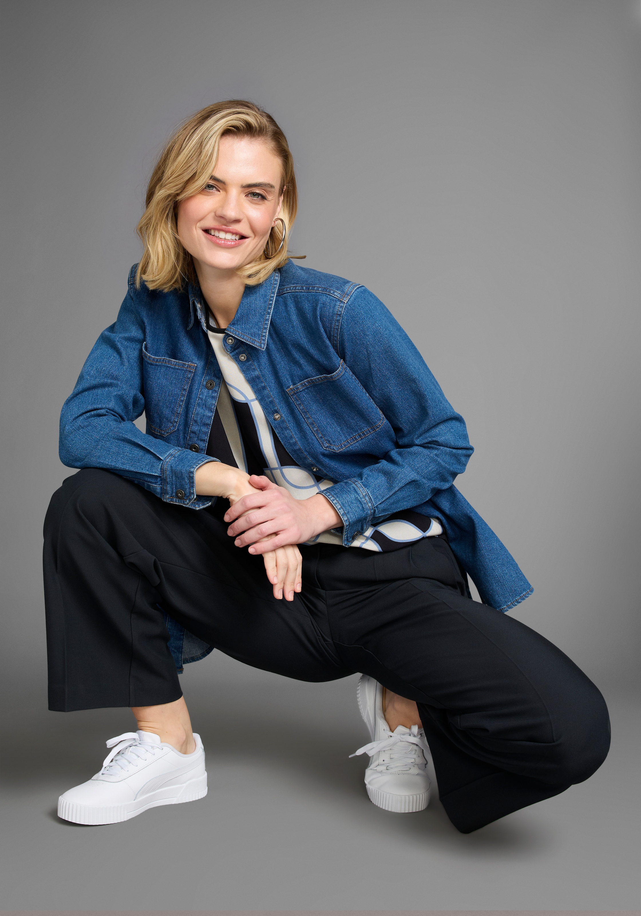 Laura Scott Shirtbluse, mit Grafik-Print im Materialmix - NEUE KOLLEKTION