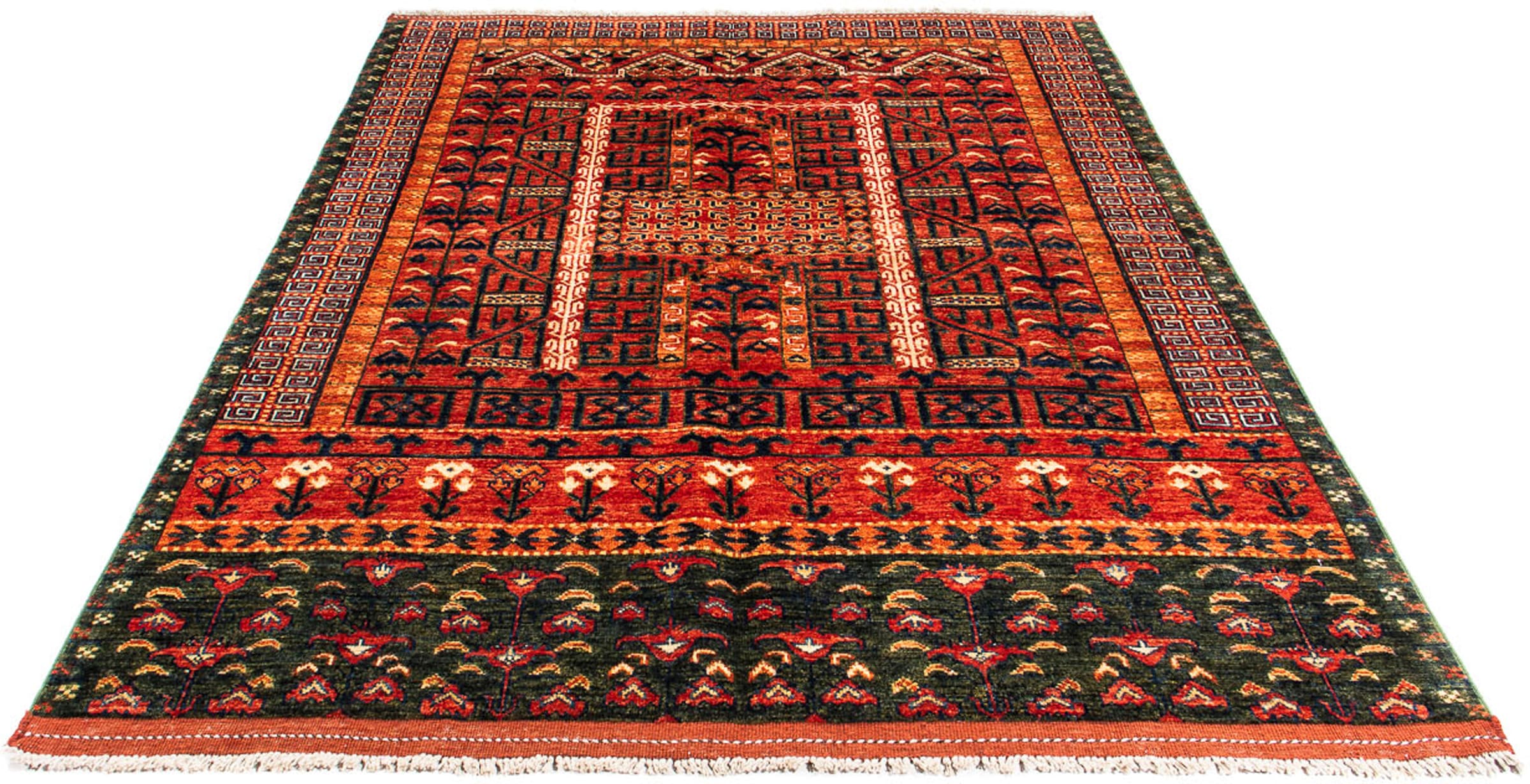 morgenland Orientteppich »Afghan - 196 x 158 cm - rot«, rechteckig, Wohnzim günstig online kaufen