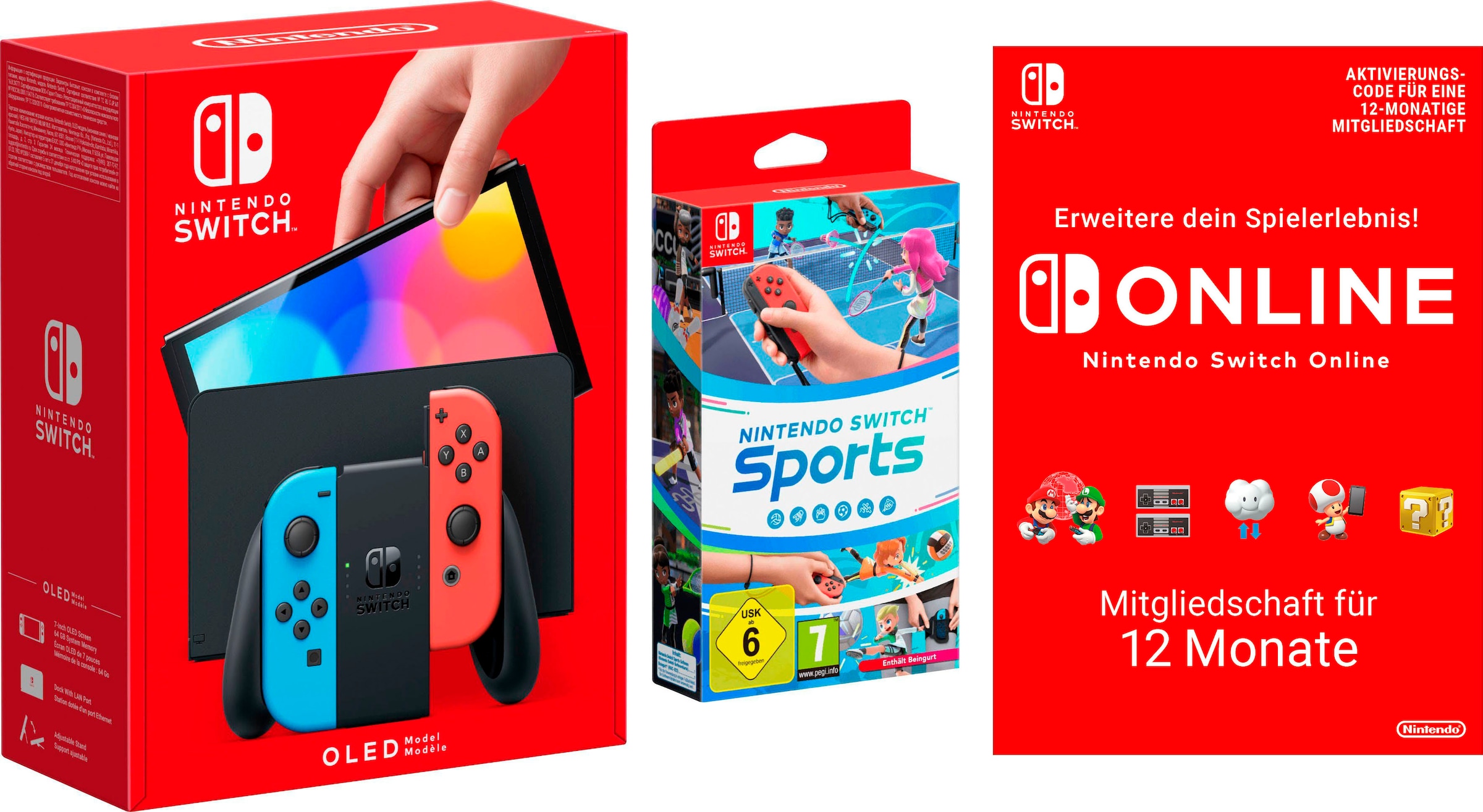 »Switch OLED«, Spielekonsole Switch 12 inkl. Raten Sports Switch Code und bestellen NSO Monate Nintendo auf
