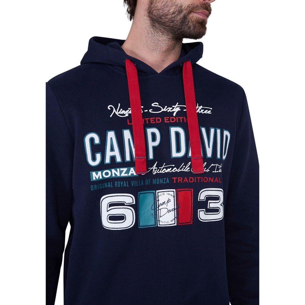 CAMP DAVID Kapuzensweatshirt, mit Rippbündchen an Ärmeln und Saum