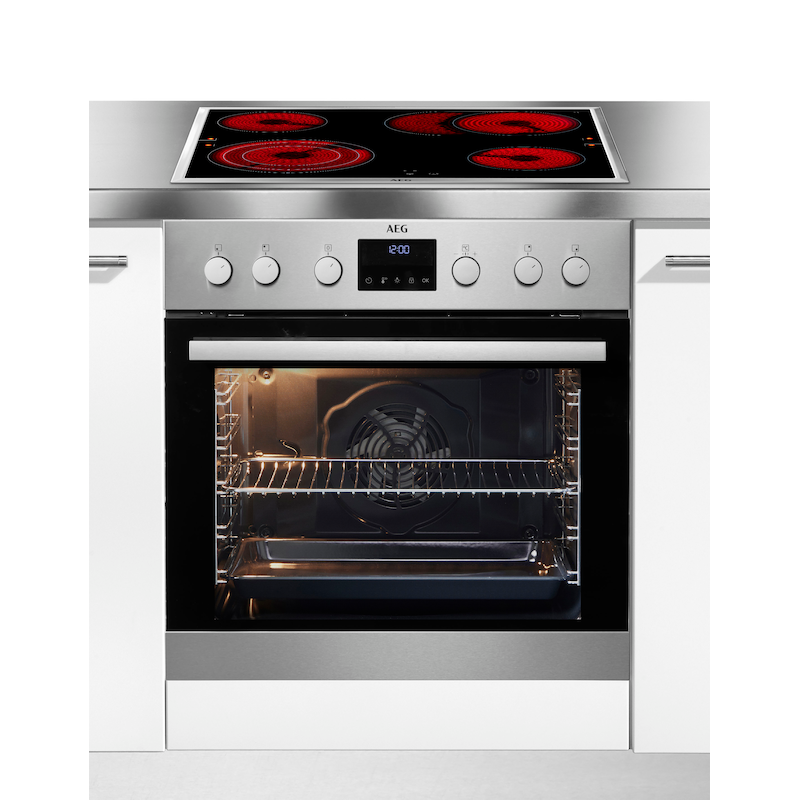AEG Elektro-Herd-Set »EPS335061M« Pyrolyse-Selbstreinigung silberfarben LED Display mit Touchbedienung