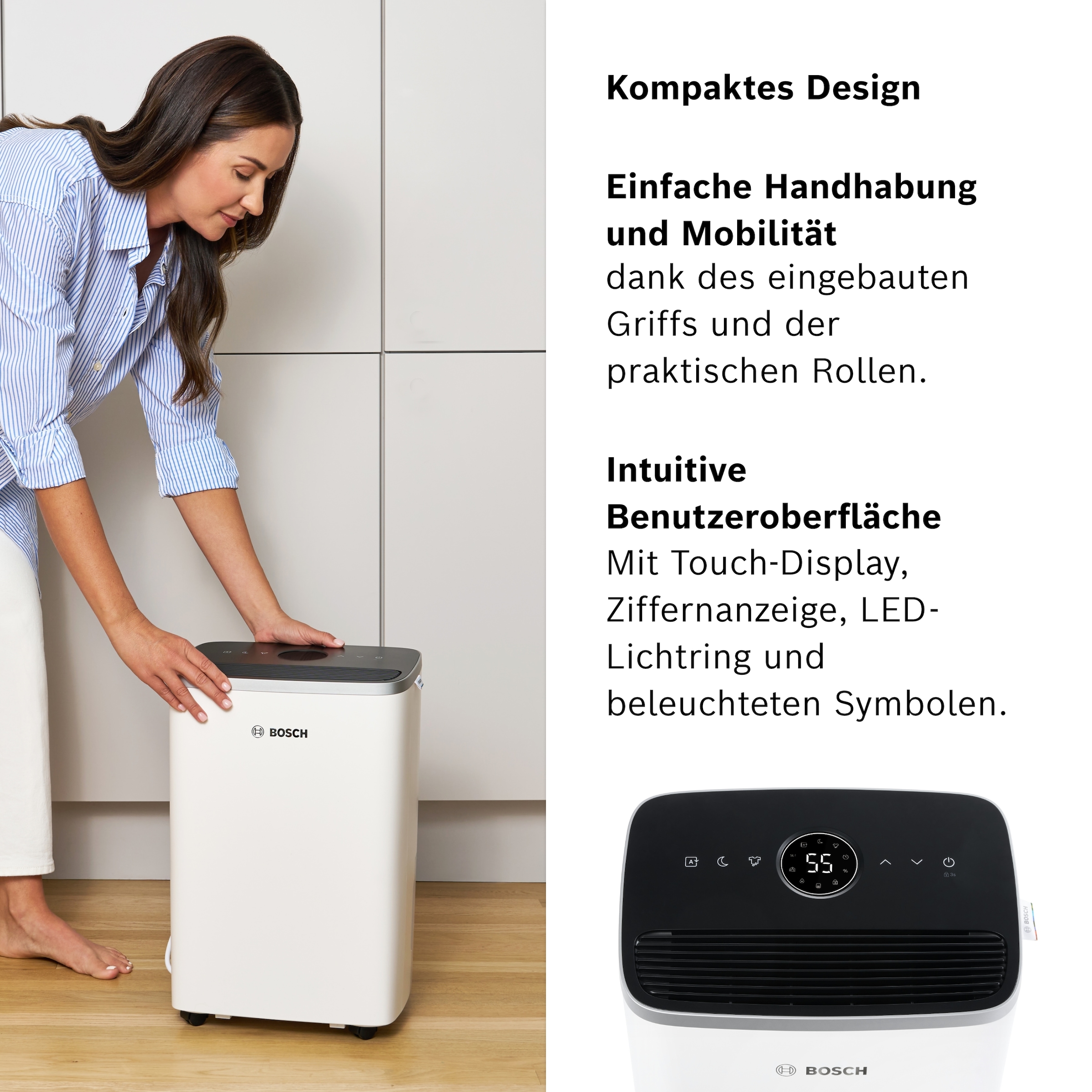BOSCH Luftentfeuchter »Dry 4000 - Ideal für die Wohnung & schnelle Trocknung der Wäsche« Entfeuchtung 16 l/Tag Tank 2,5 l Ultra-leiser Betrieb; nur 38 dB(A)