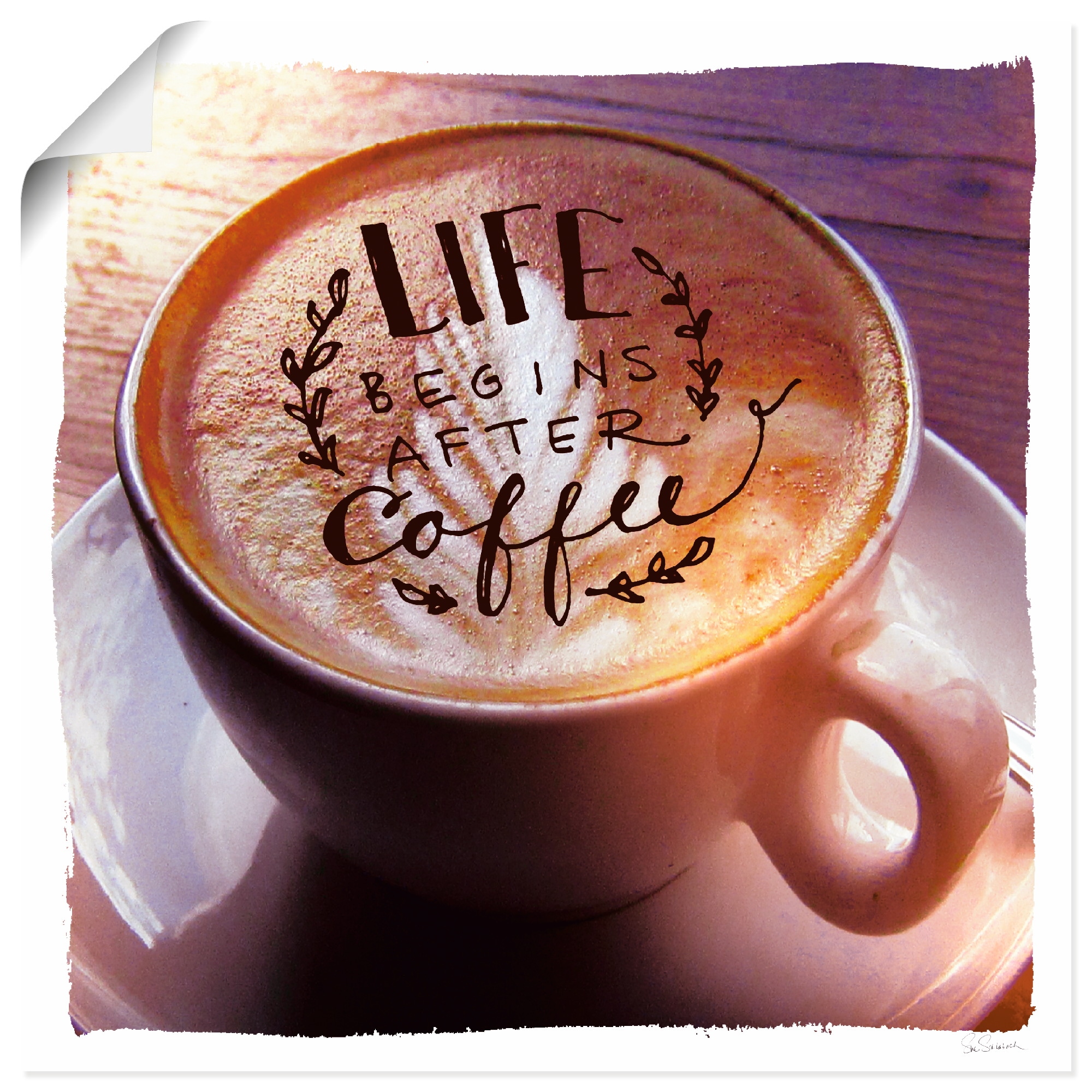 Artland Wandbild »Das Leben beginnt nach dem Kaffee«, Getränke, (1 St.), als Leinwandbild, Poster in verschied. Größen