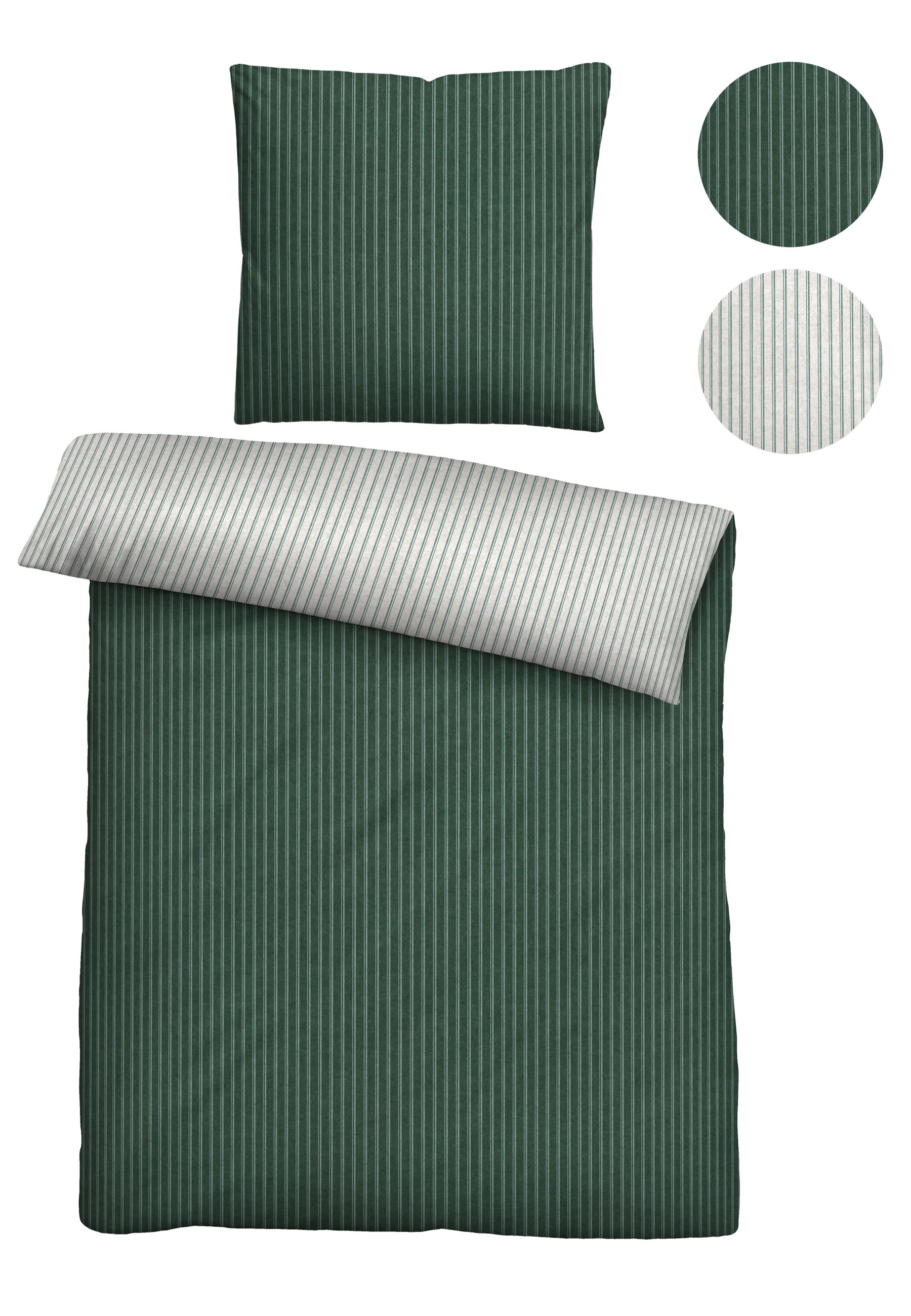 Biberna Wendebettwäsche »Tillmann« 2 Stk. kuschelig warm im Winter, gestreifte Bettwäsche mit Wendeoptik