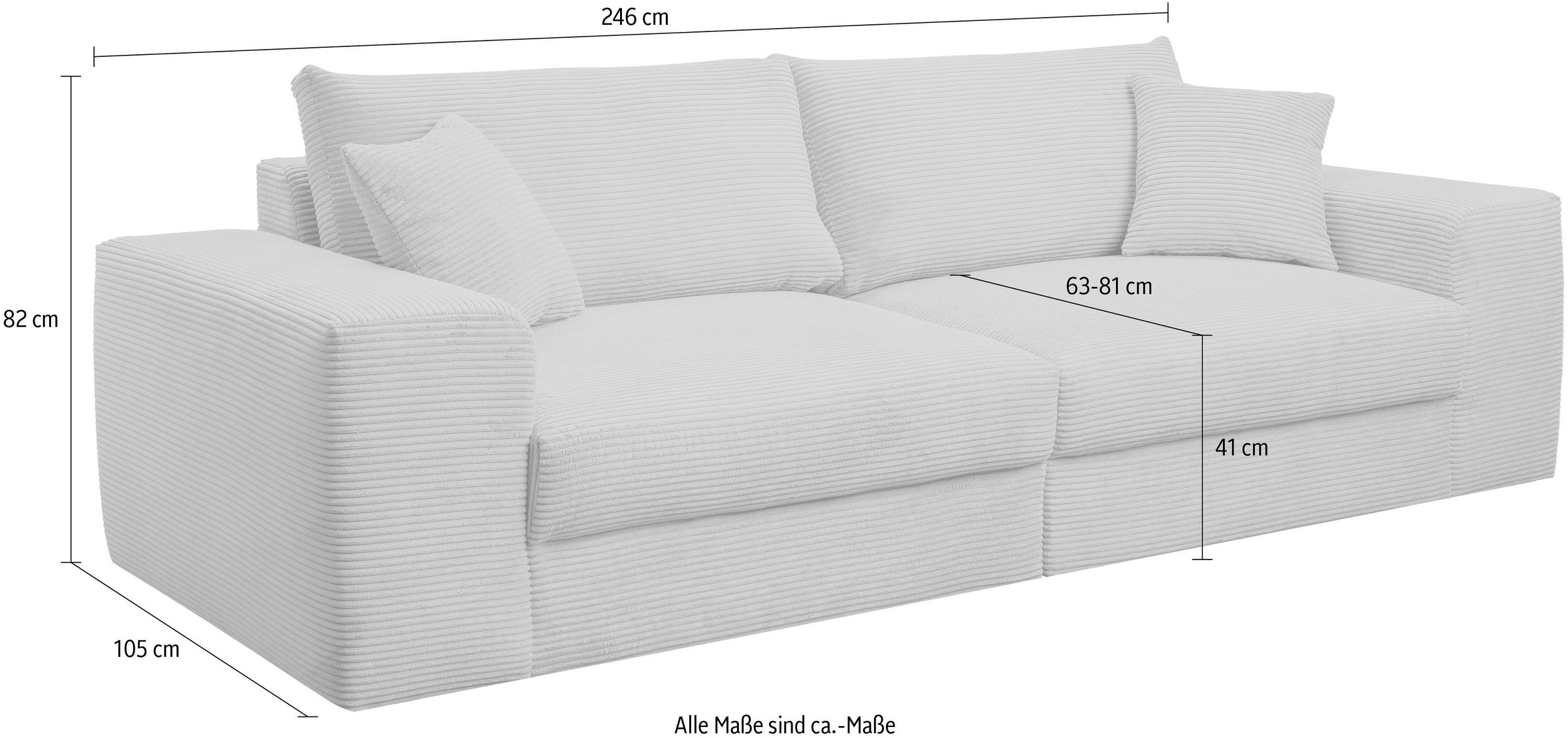 WERK2 Big-Sofa »Rozzana 246 cm Mega Sofa mit viel Platz modern und bequem« Cord