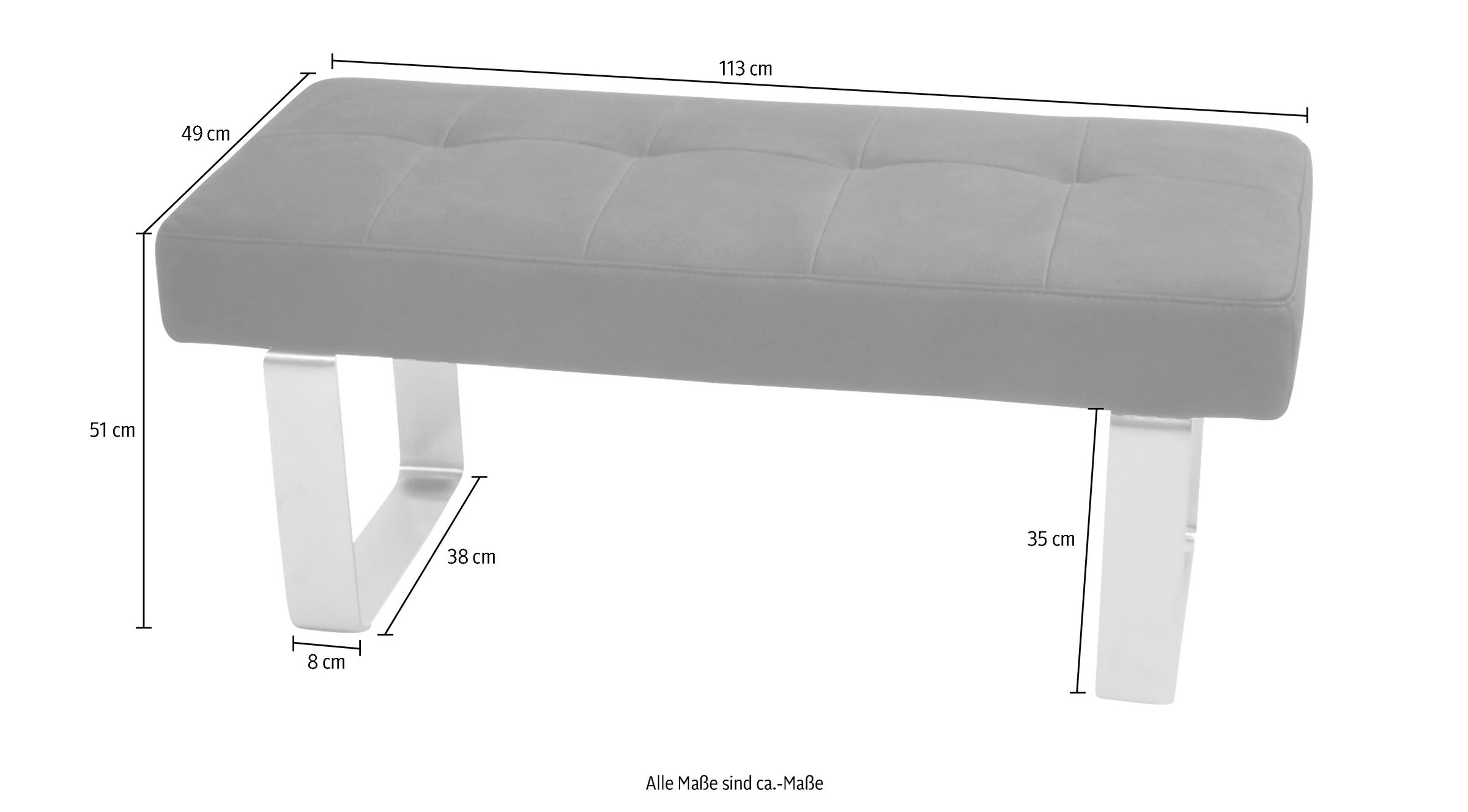 K+W Komfort & Wohnen Hockerbank »Santos II«, Sitzpolsterung aus hochwertigem Kaltschaum, Breite ca. 113 cm