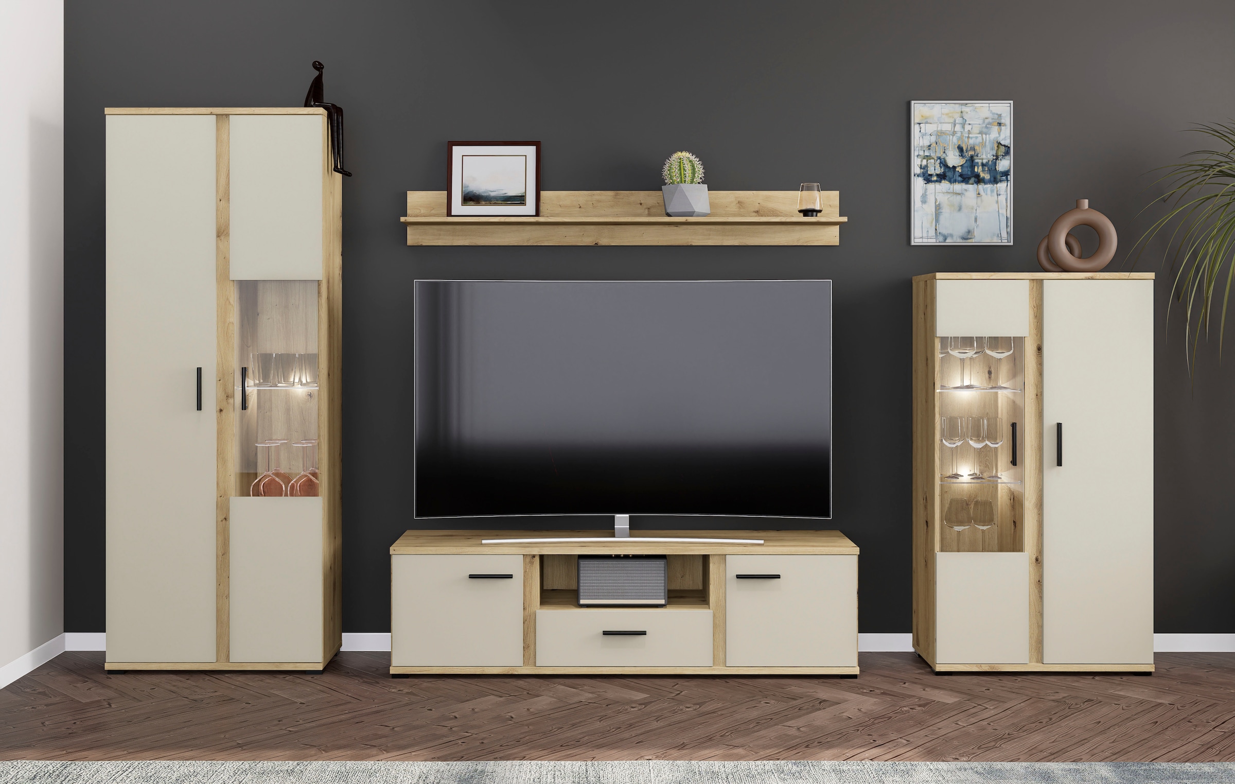 HBZ Wohnwand »Kanada Wohnwand, BxHxT 340x196x40«, (4 St.), Breite 340cm, Un günstig online kaufen