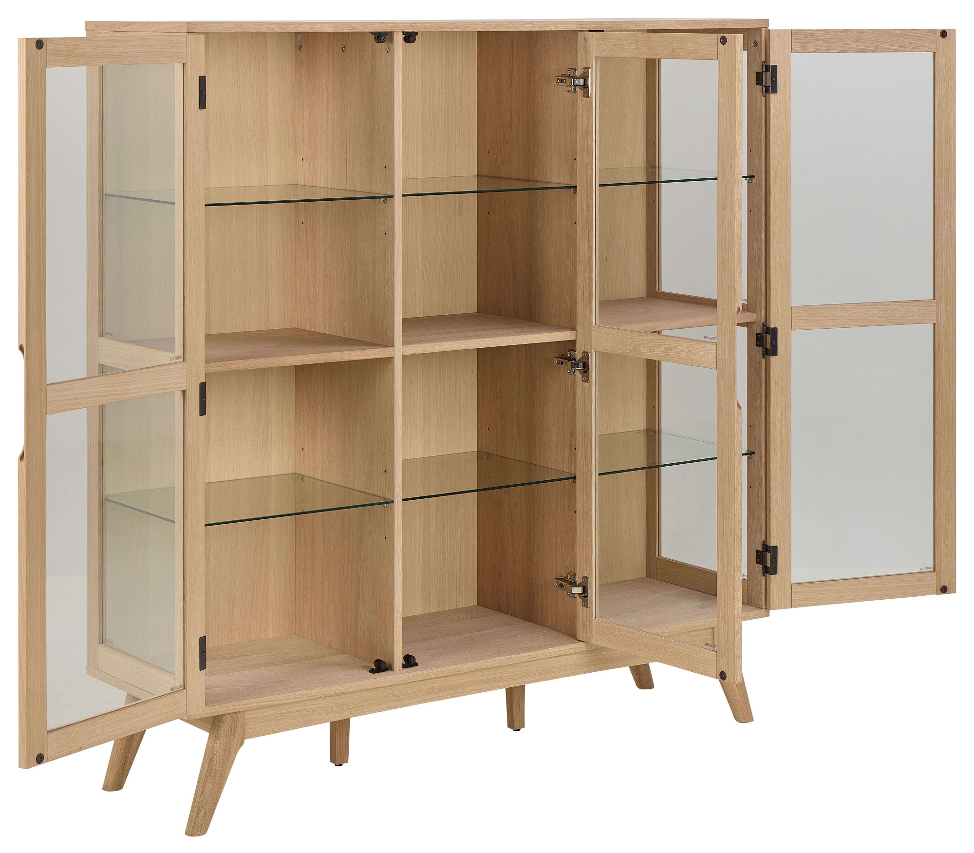 ACTONA GROUP Vitrine »Marte« ölbehandeltes Eiche Furnier, 2 Türen, klar Glas, 140x40x148 cm