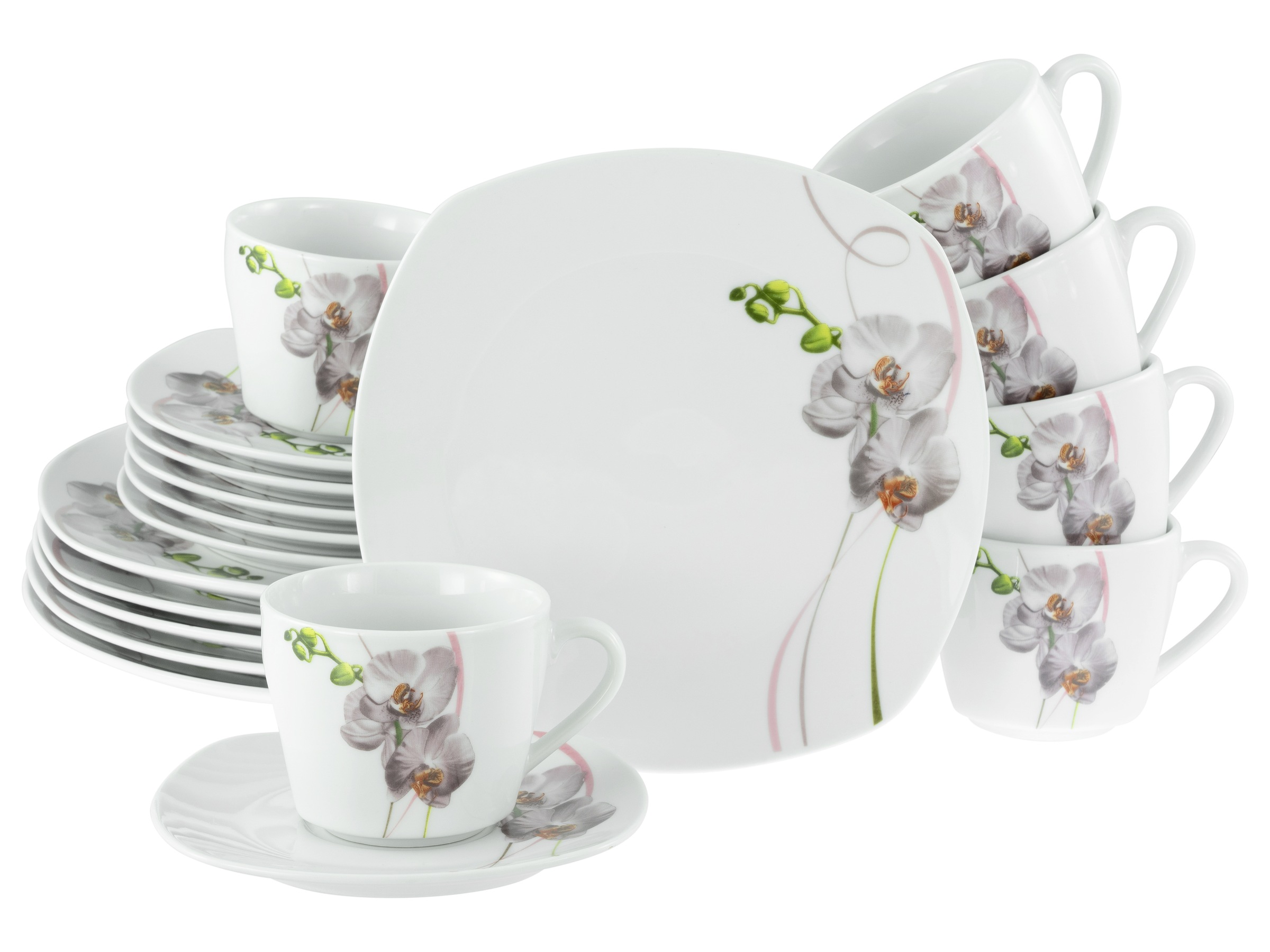 CreaTable Kaffeeservice »Square Orchidee, Kaffee-Service 18-tlg«, (Set, 18 günstig online kaufen