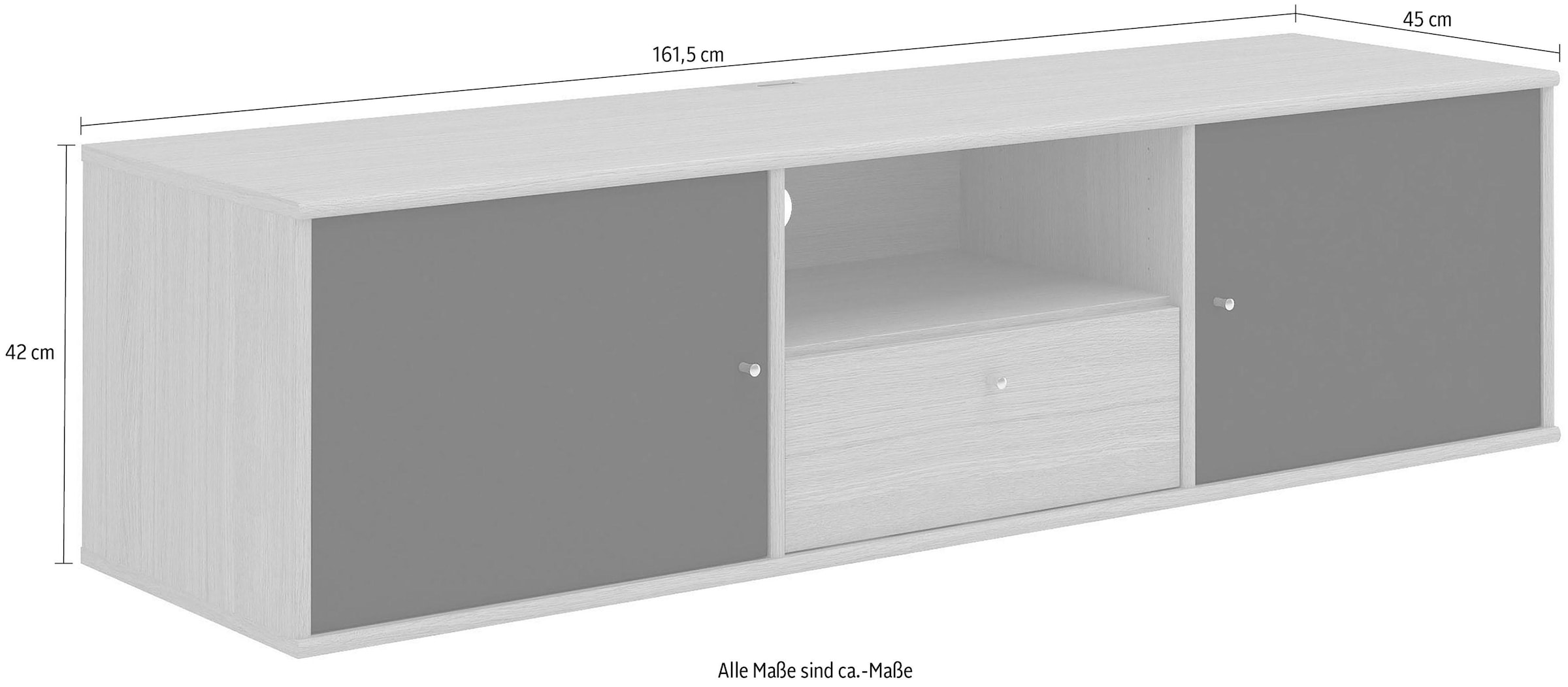 Hammel Furniture TV-Board »Mistral Fernsehschrank, Medienmöbel, Hängend«, mit Türen mit Akustikstoff, Kabeldurchführung, Lowboard, B: 161,5 cm