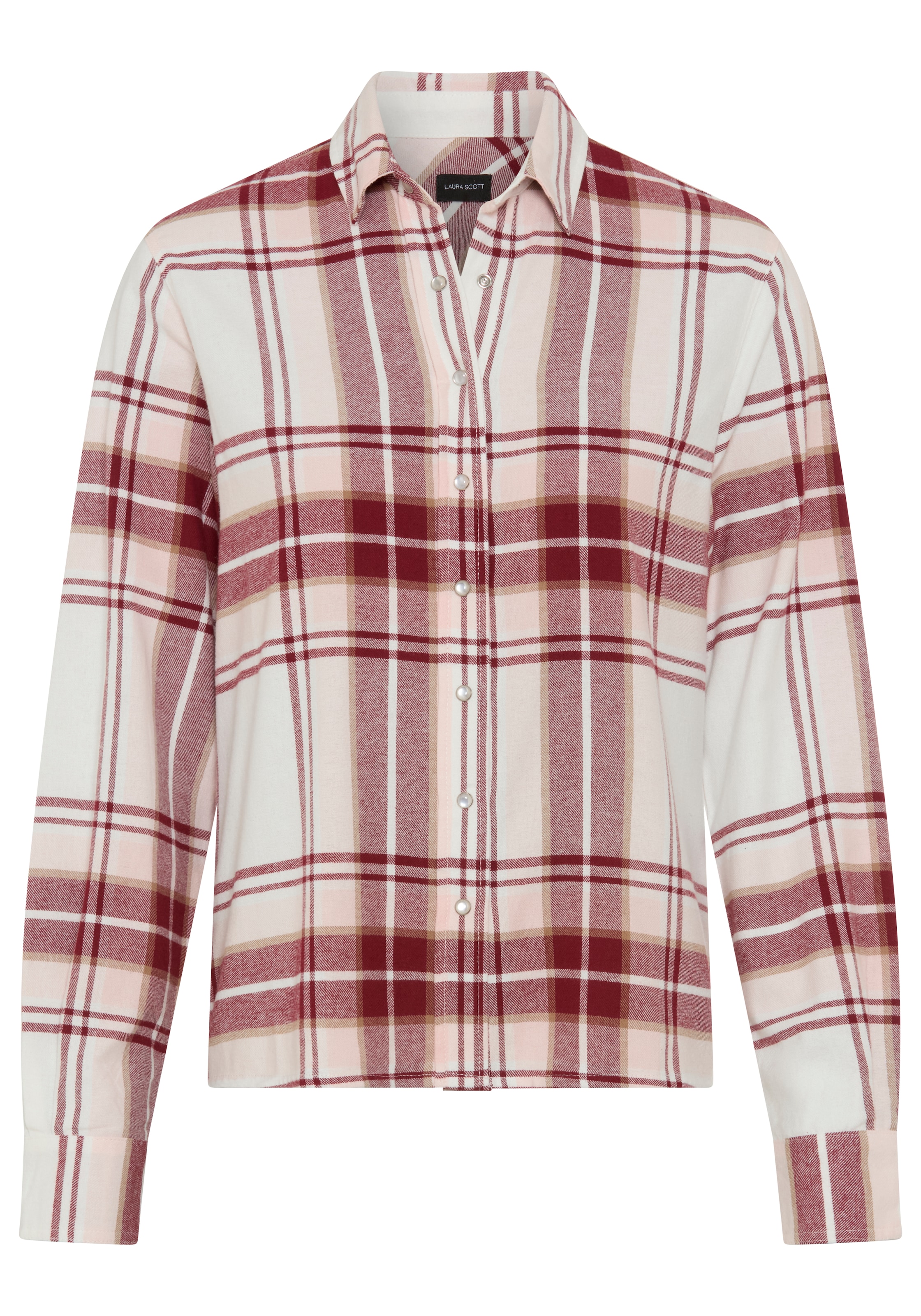 Laura Scott Hemdbluse Casual-Stil, mit Karomuster, aus kuschelweicher Flanell-Baumwolle