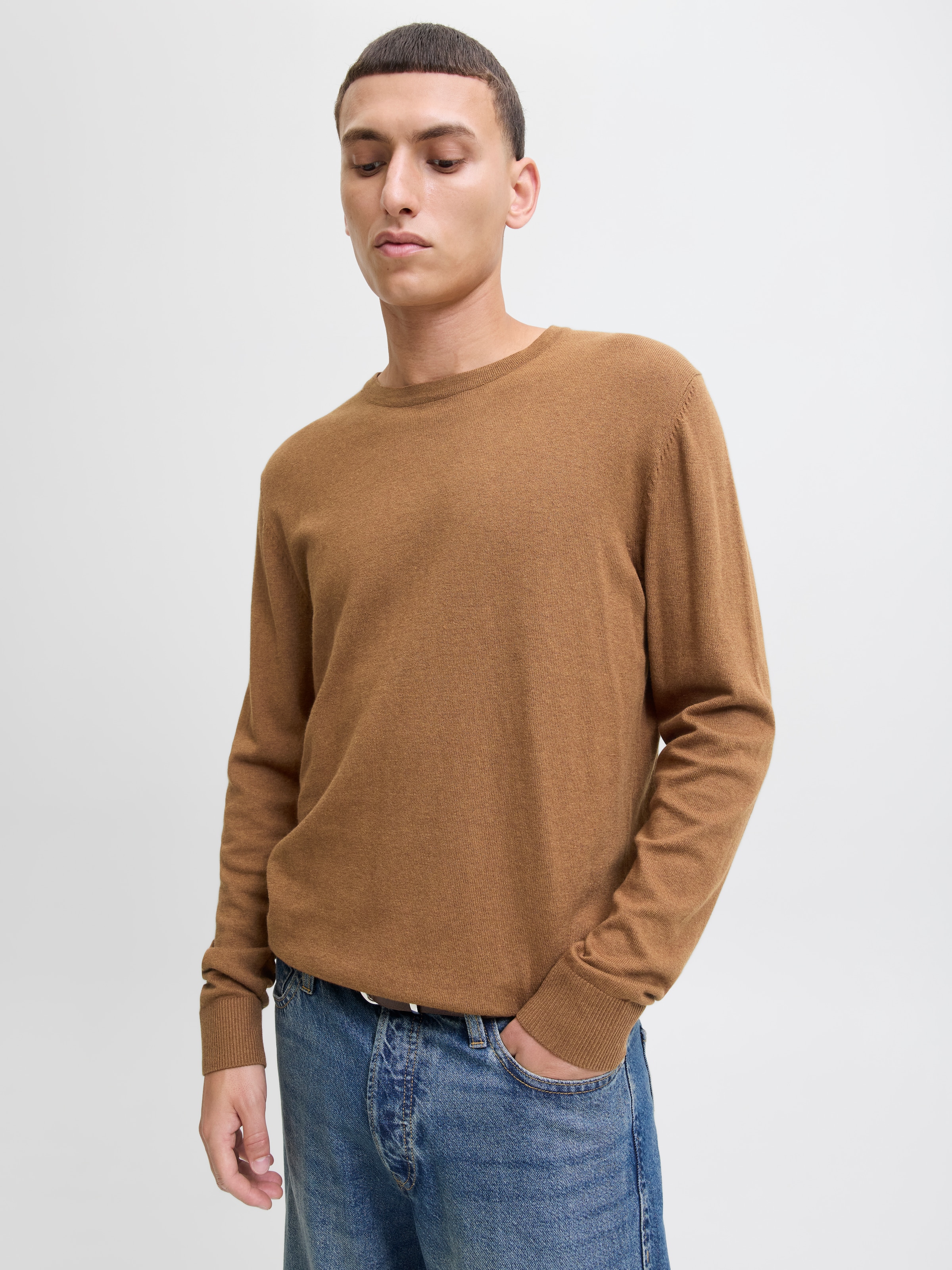 Jack & Jones Rundhalspullover »JJEEMIL KNIT CREW NECK NOOS« Baumwollmischung, regular fit