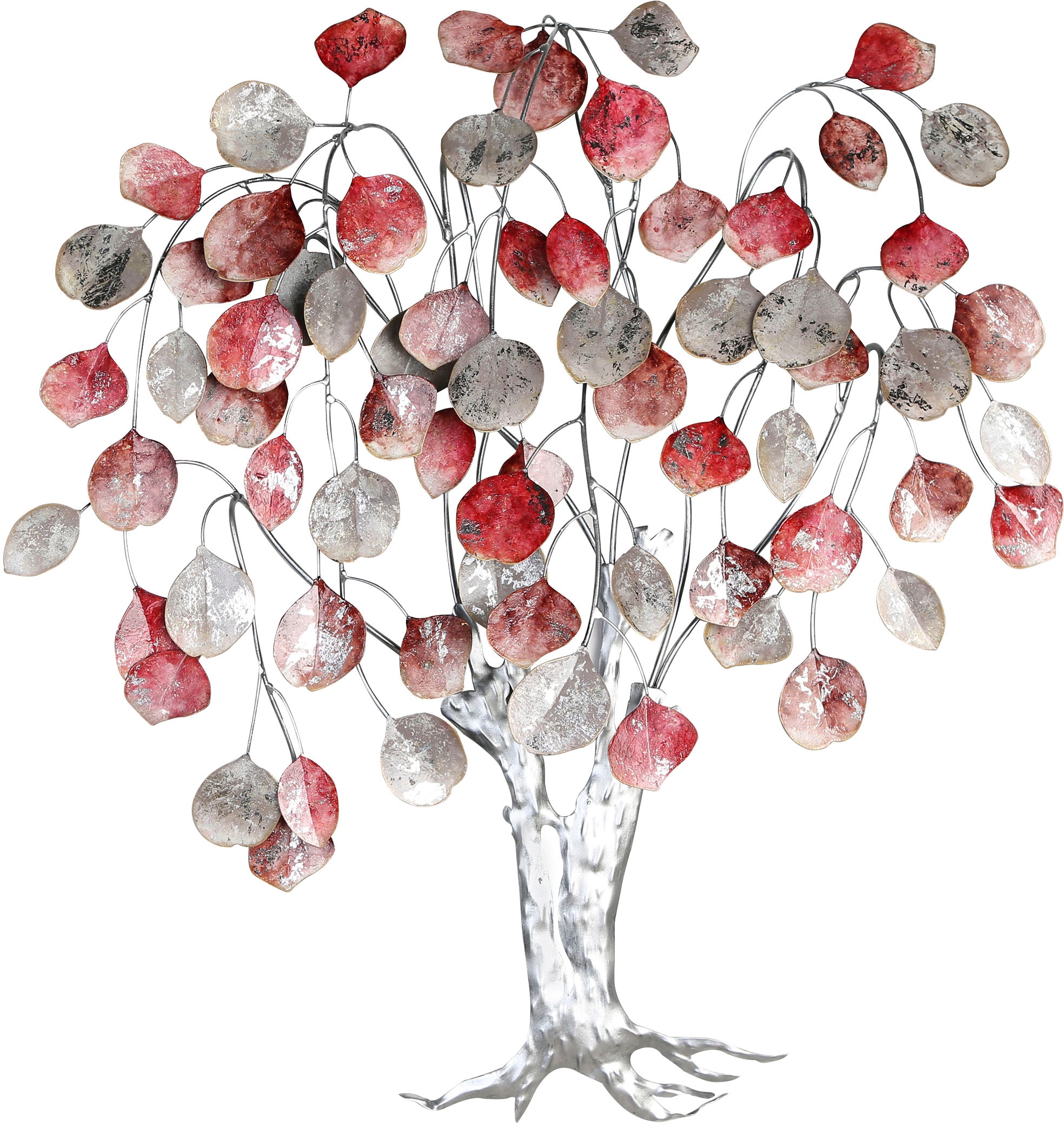 GILDE Wanddekoobjekt »Wandrelief Love Tree, rottöne/silber«, klassisch,  Metall online kaufen