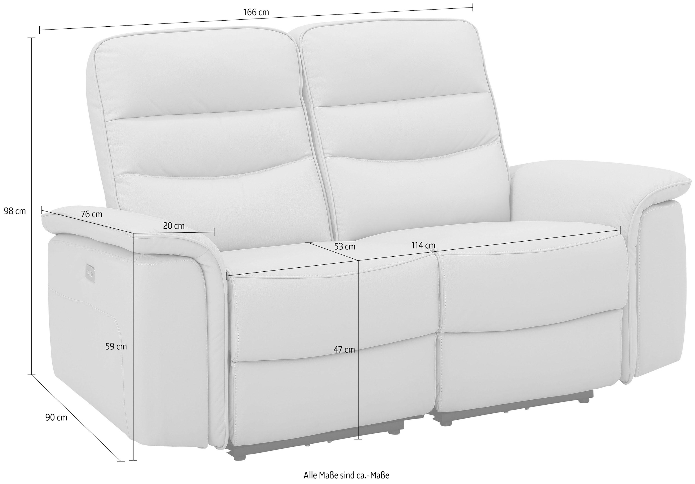 Home affaire 2-Sitzer »Maldini«, elektrischer Relaxfunktion und USB-Anschluss, Breite 166 cm