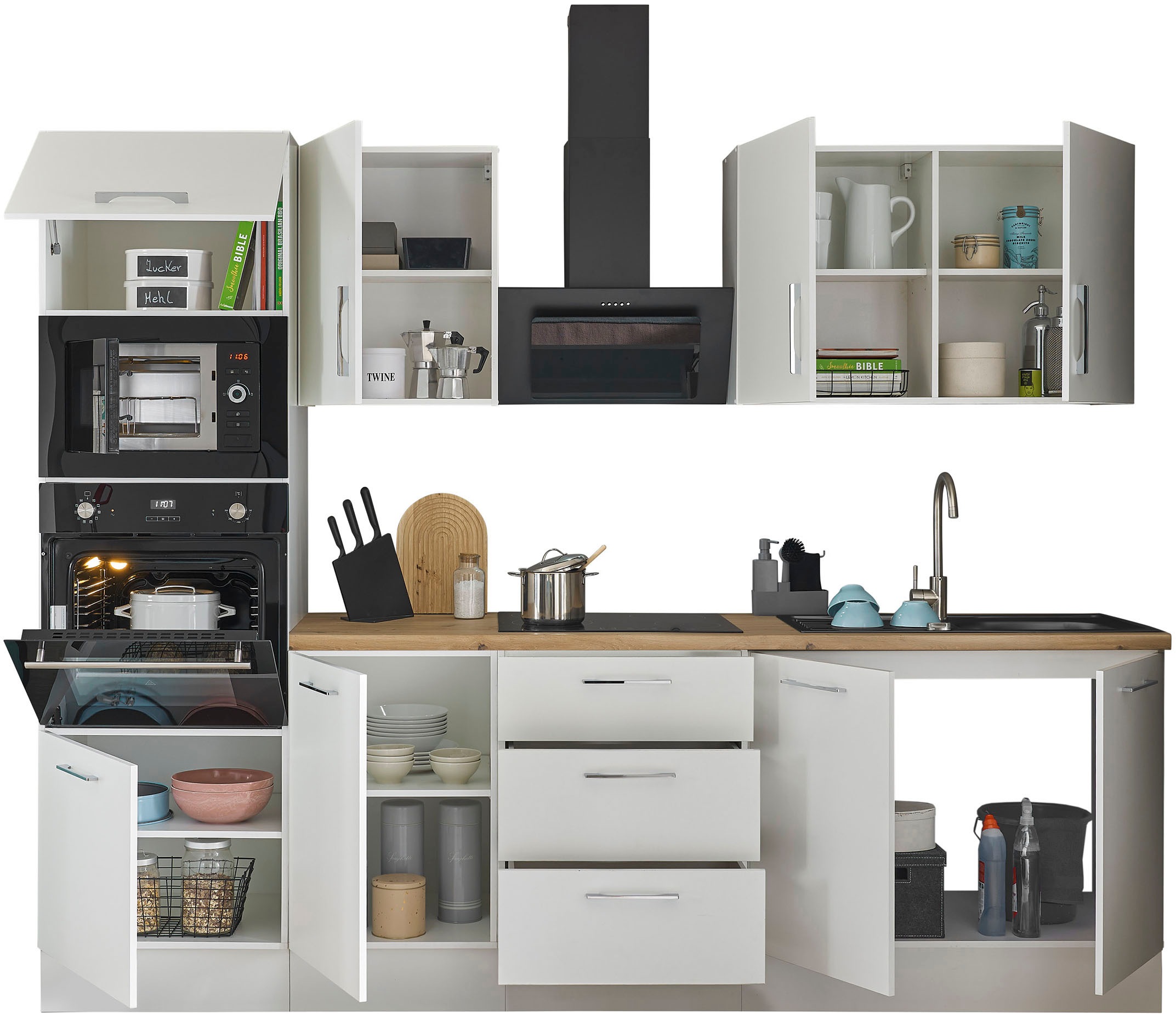BASIC by Balculina Küchenzeile »Turin«, Breite 270 cm, wahlweise mit E-Geräten