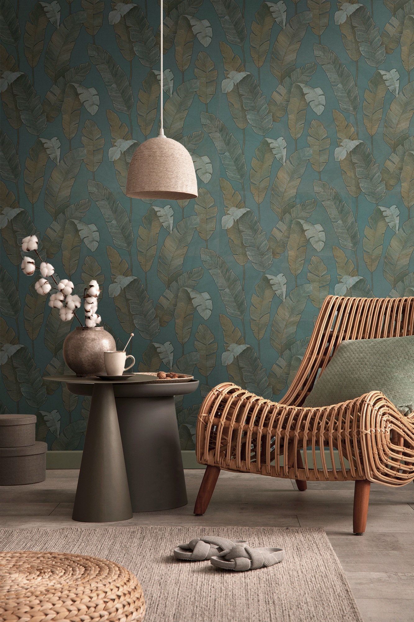 living walls Vliestapete »Metropolitan Stories. Travel Styles. Blättertapete«, matt-gemustert-neutral, Tapete Floral Modern Chic 3D-Effekt Strukturiert Elegant Tapeten Flur