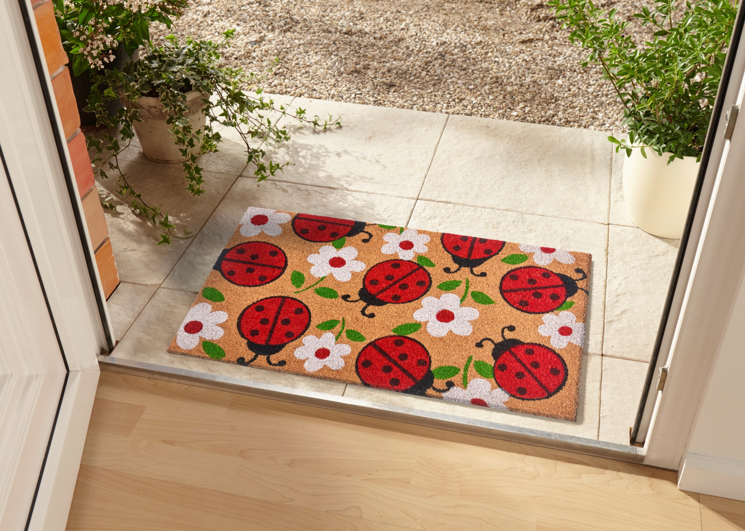 HANSE Home Fußmatte »Lady Beetle, Türmatte«, rechteckig, 15 mm Höhe, Kokos, Schmutzfangmatte, Outdoor, Rutschfest, Innen, Kokosmatte, Flur