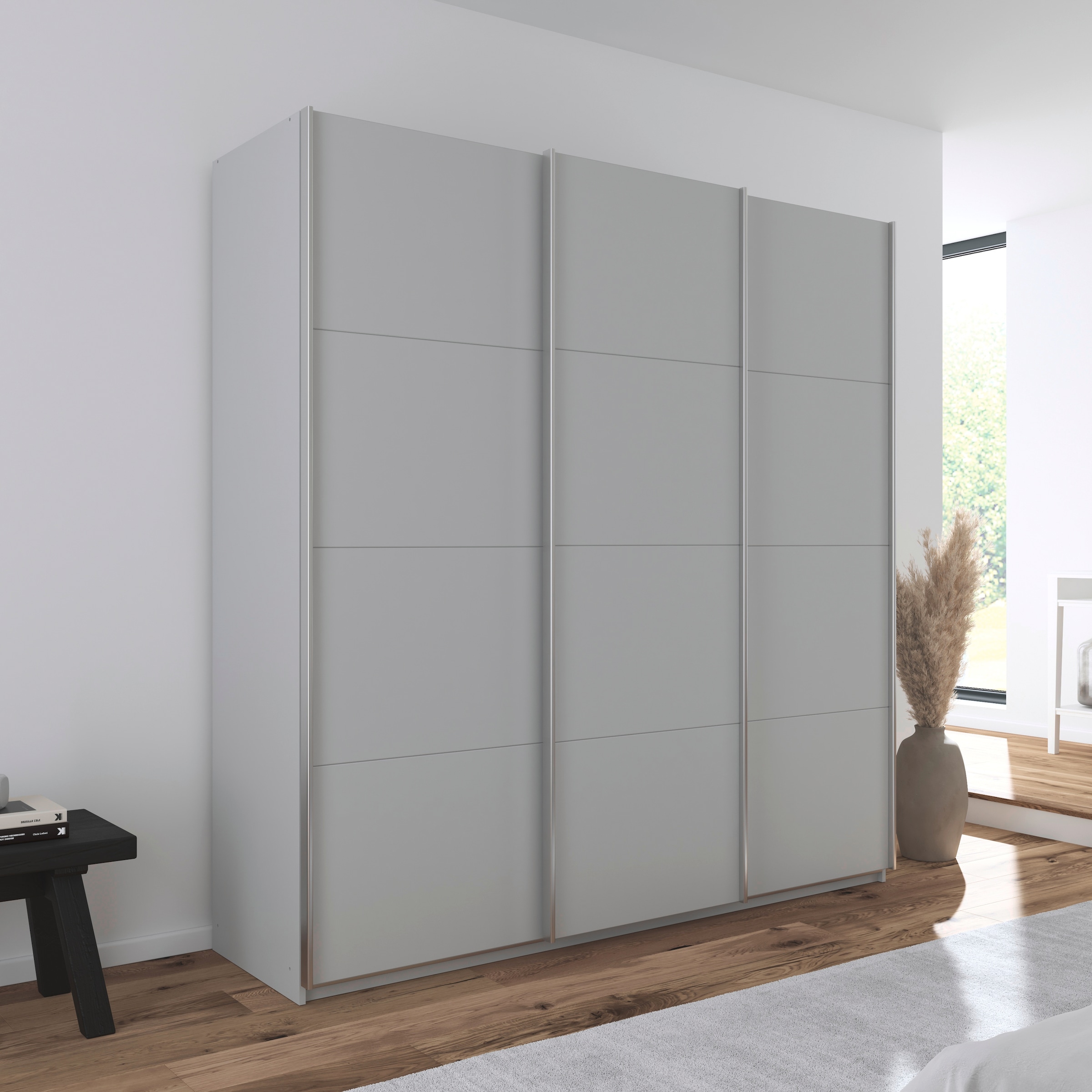 rauch Schwebetürenschrank »Kleiderschrank Schrank Garderobe AGORDO mit Dekor- oder Hochglanzfront«, (in zwei Griff-Farben), durchdachte Innenausstattung, in 4 Breiten und 2 Höhen MADE IN GERMANY