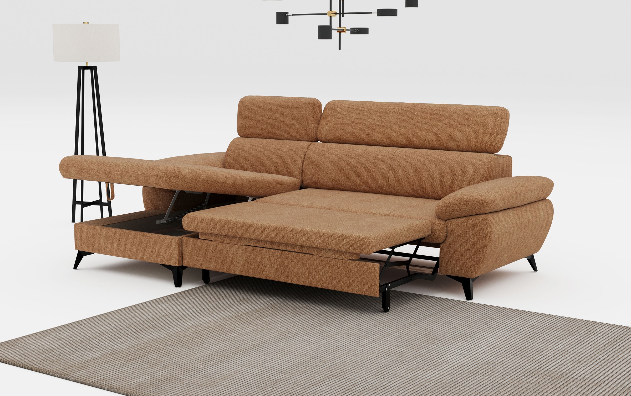 COTTA Ecksofa »Hudson L-Form«, mit Kopfteilverstellung, wahlweise mit Bettfunktion & Bettkasten