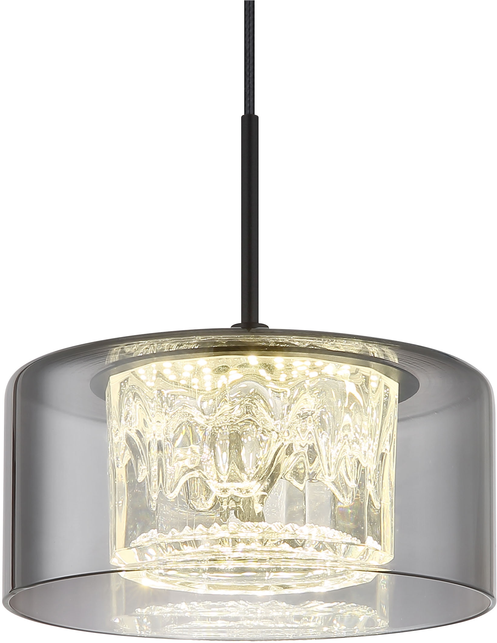 GLOBO LIGHTING LED Pendelleuchte »FOGSY«, Leuchtmittel LED-Modul | LED fest integriert, Hängelampe/Pendelleuchte/Glas rauchfarben/Höhe kürzbar/Esstisch
