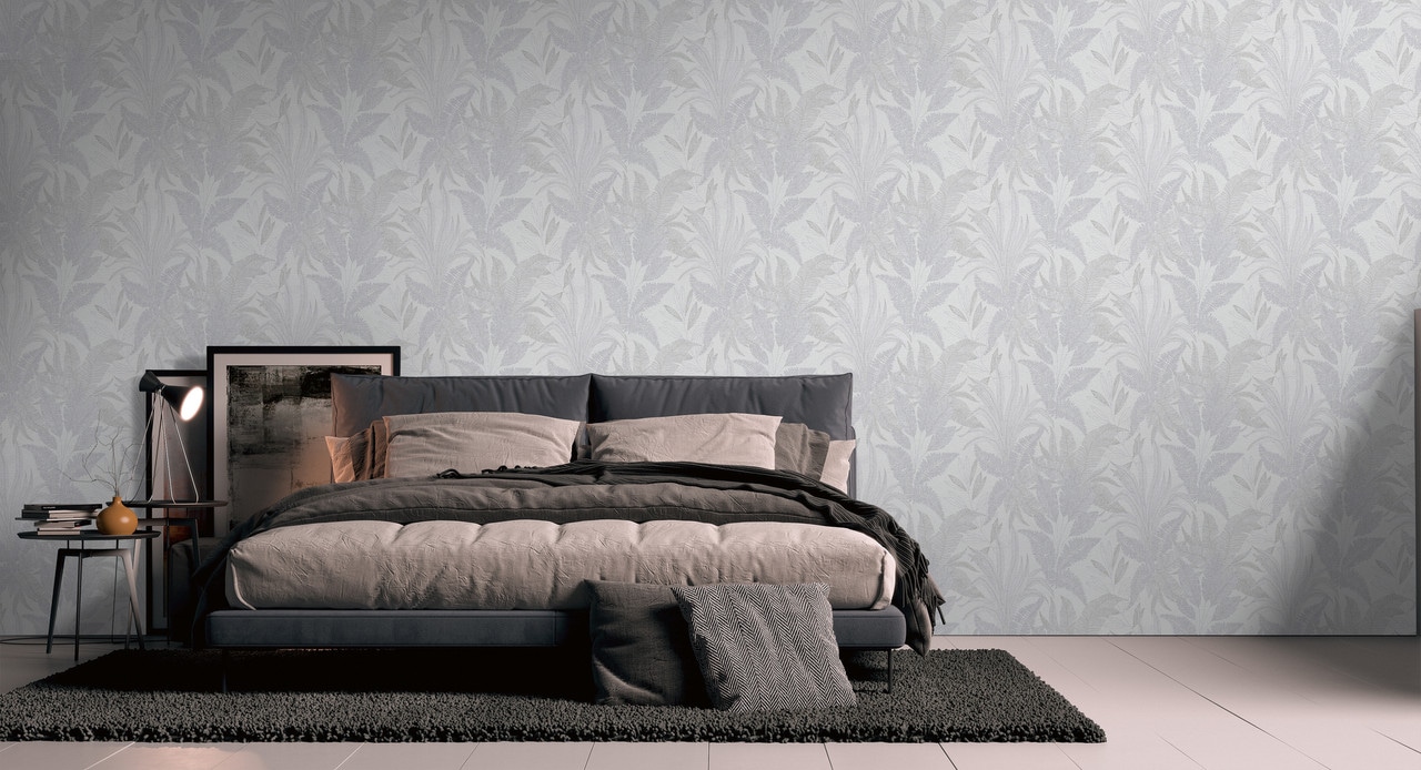 living walls Vliestapete »Stories of Life Blätter Tapete Grau moderne Vliestapete«, floral-botanisch-Wald, Metallic Mustertapete für Wohnzimmer Tapeten Wohnzimmer Schlafzimmer