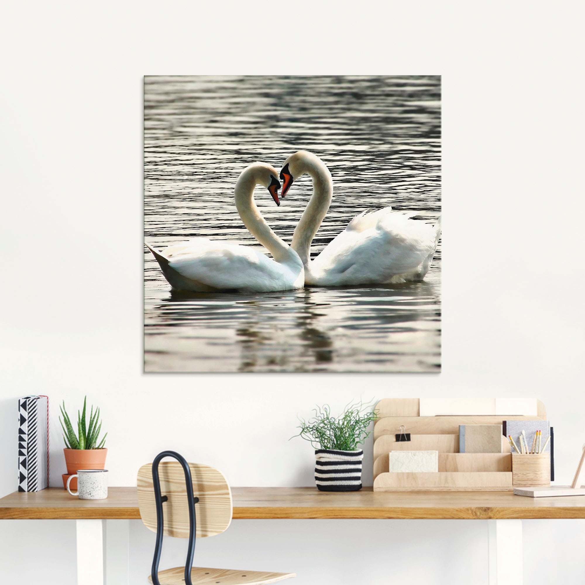 Artland Glasbild »Liebesspiel von Schwänen« Vögel 1 Stk. tlg. in verschiede günstig online kaufen