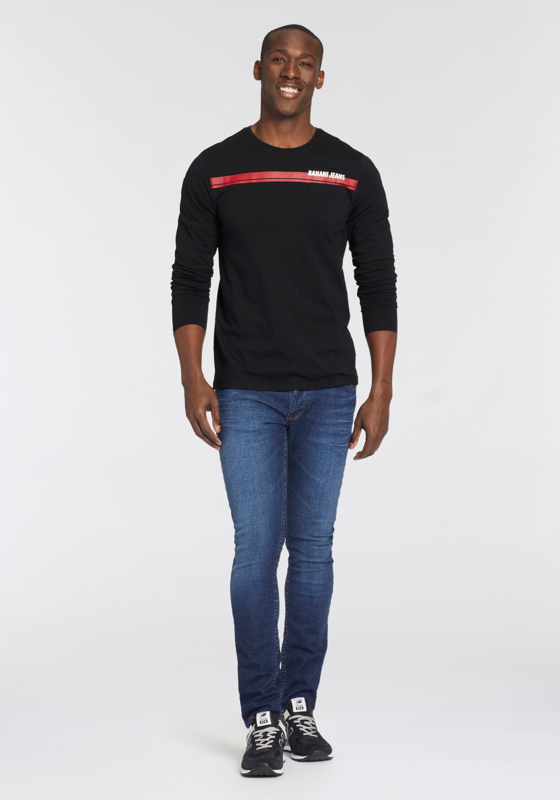 Bruno Banani Langarmshirt, Mit Brusttasche und Frontprint