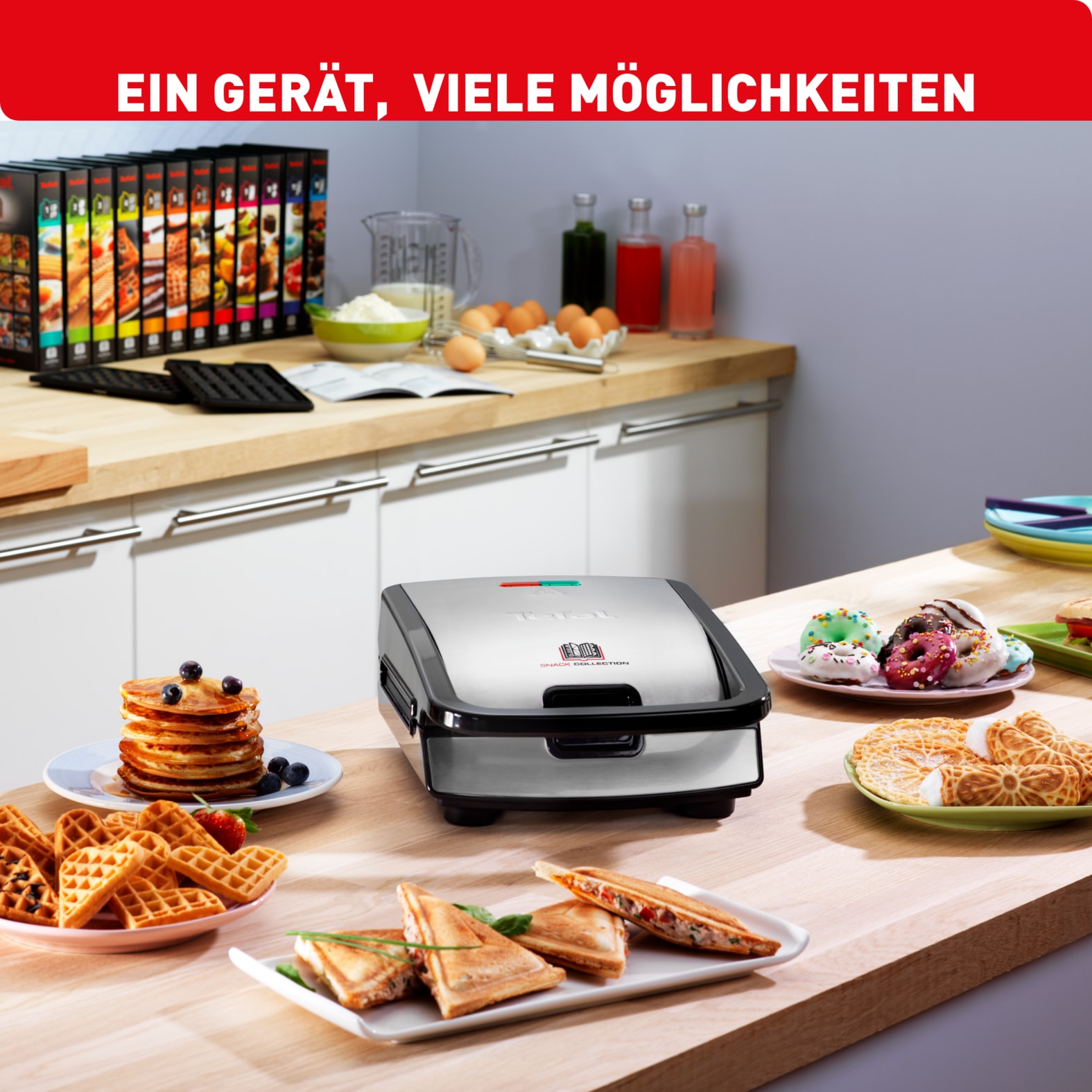 Tefal Waffeleisen »SW854D Snack Collection« 700 W inkl. 4 antihaft Plattensets, vielfältige Funktionen, erweiterbar