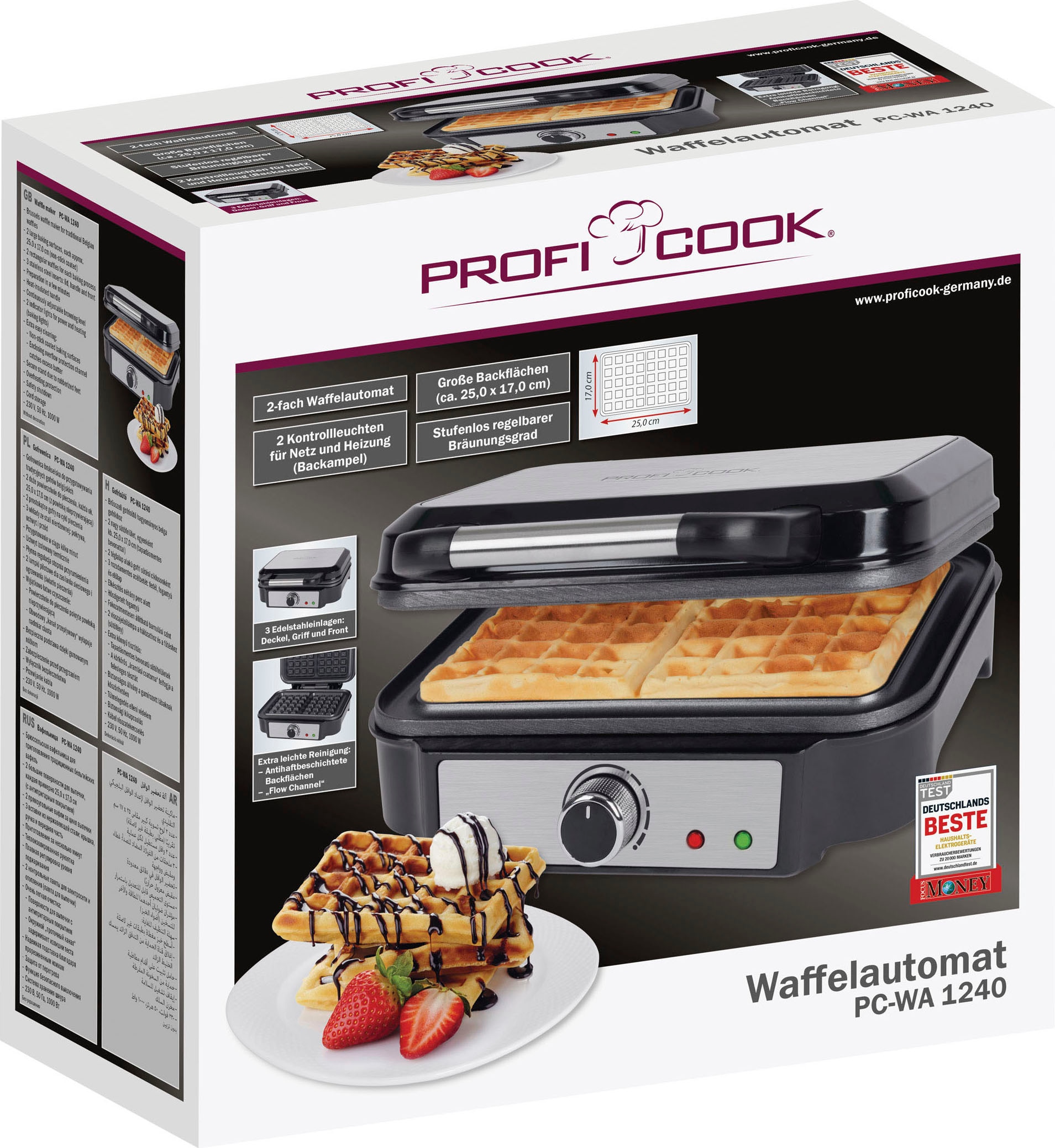 ProfiCook Waffeleisen »PC-WA 1240 inox«, 1000 W