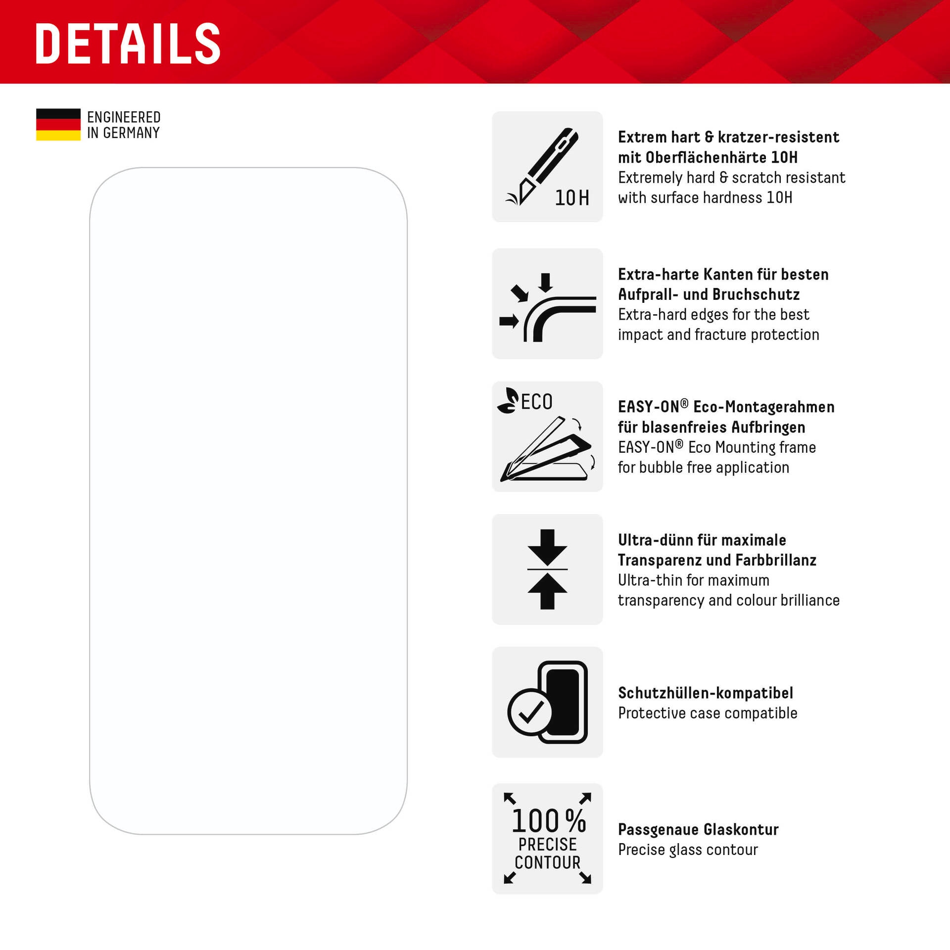 Displex Displayschutzglas »Real Glass + Case«, für Apple iPhone 15, Displayschutzfolie Displayschutz Rundumschutz 360 Grad splitterfest