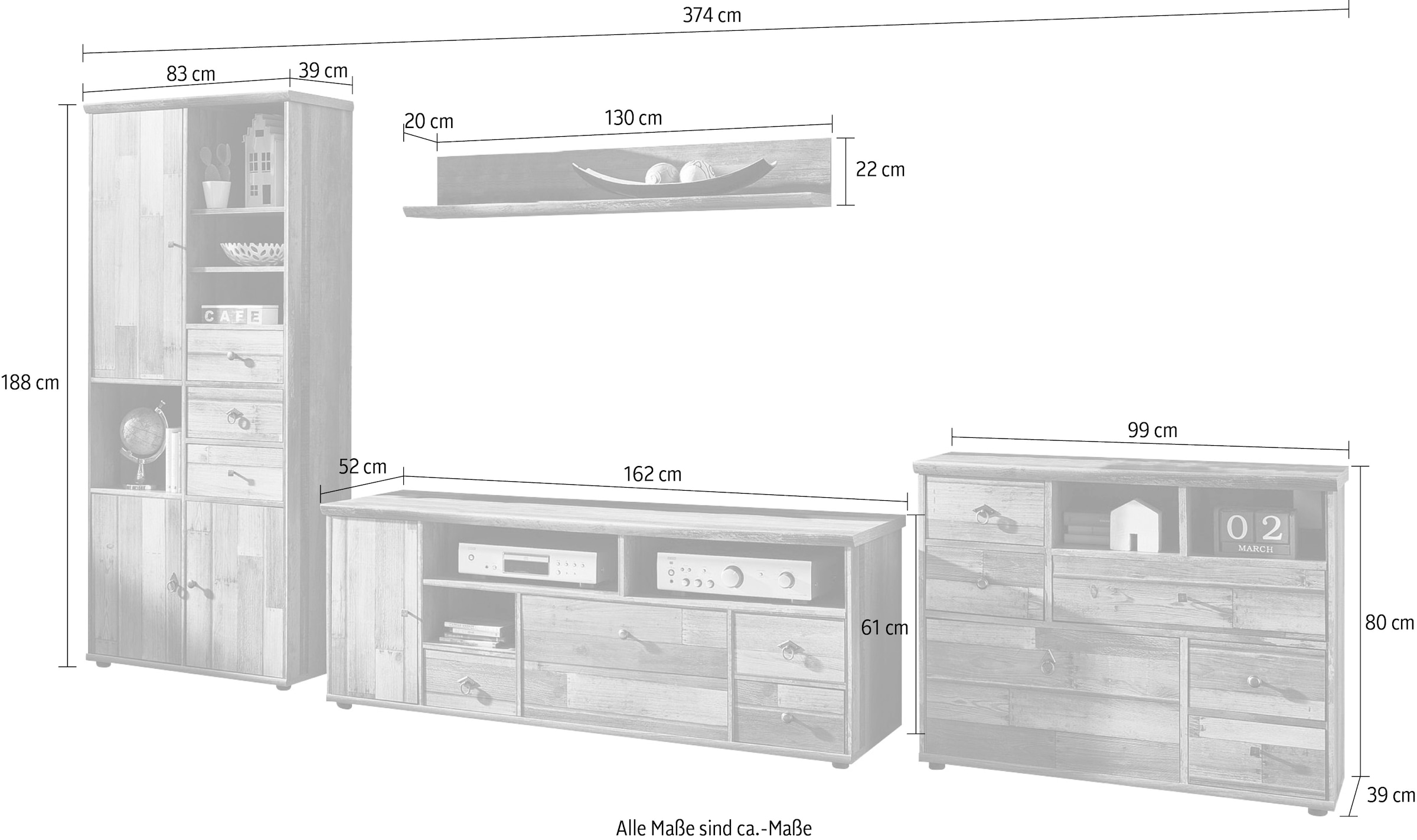 Innostyle Wohnwand »BONANZA«, (4 St.)