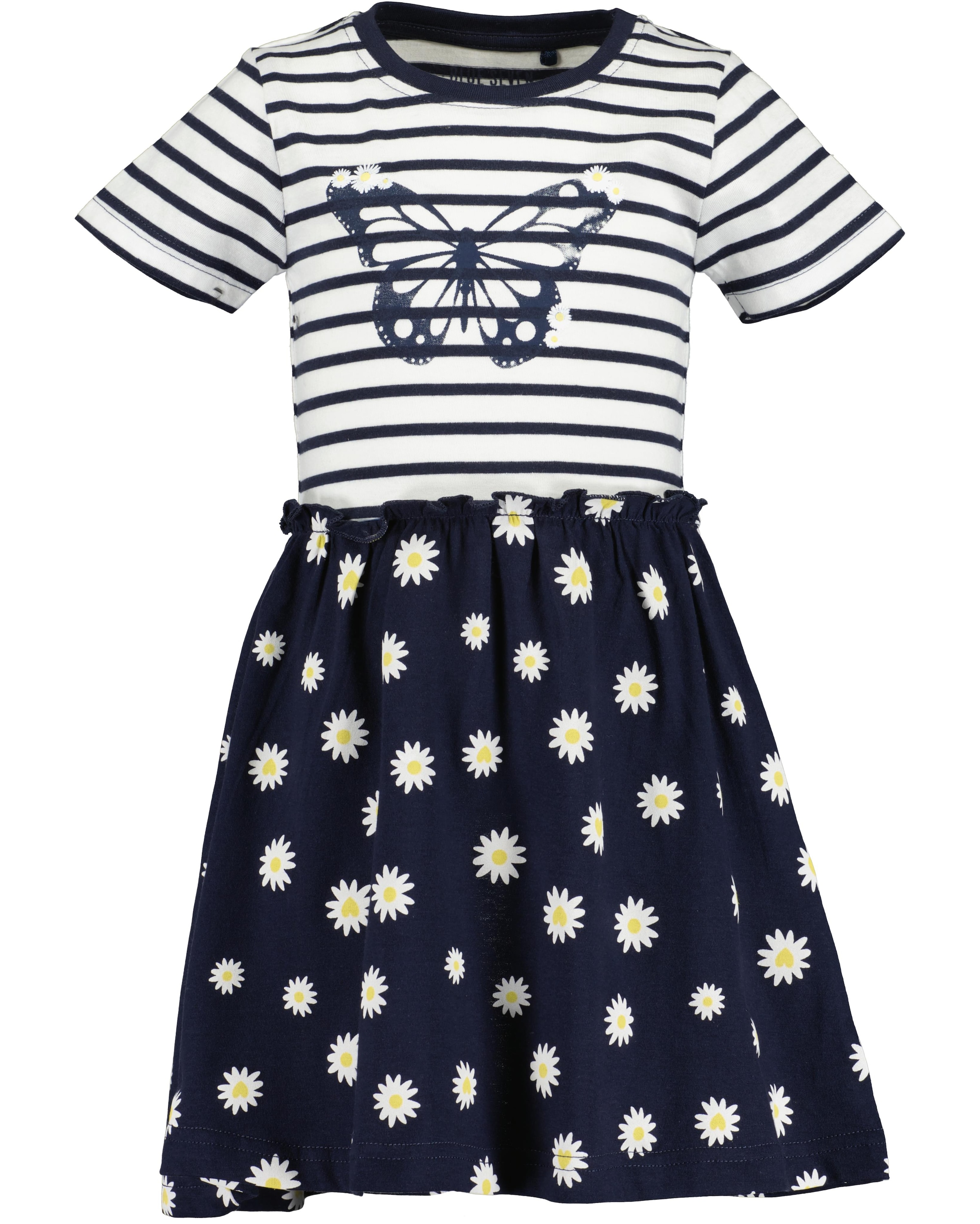 Blue Seven Jerseykleid 1 tlg. tlg. geringeltes Oberteil mit Motiv und mit Blumen bedruckter Rock