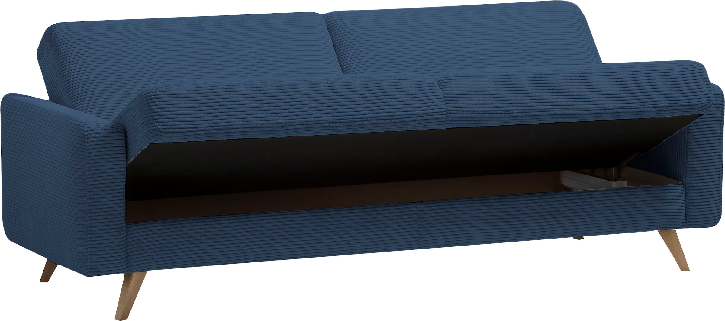 exxpo - sofa fashion 3-Sitzer »Samso, elegant und bequem, aktueller Cord Bezug, Kippcouch«, hochwertige Verarbeitung, Schlafsofa inkl. Bettfunktion und Bettkasten
