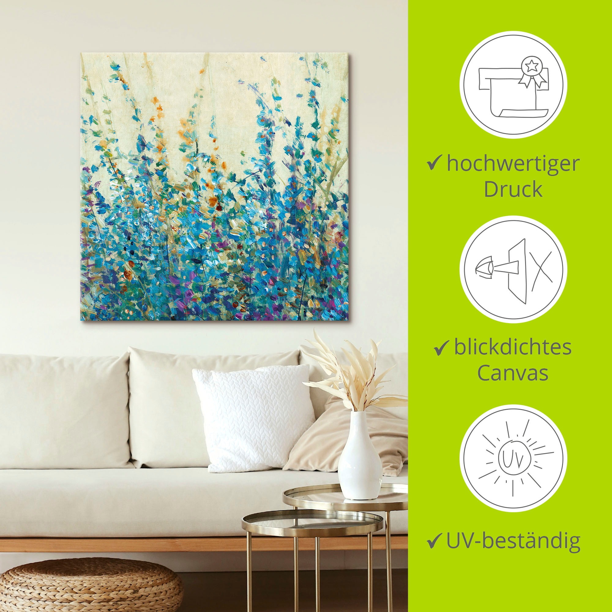 Artland Wandbild »Blautöne II«, Blumenwiese, (1 St.), als Leinwandbild, Wandaufkleber in verschied. Größen