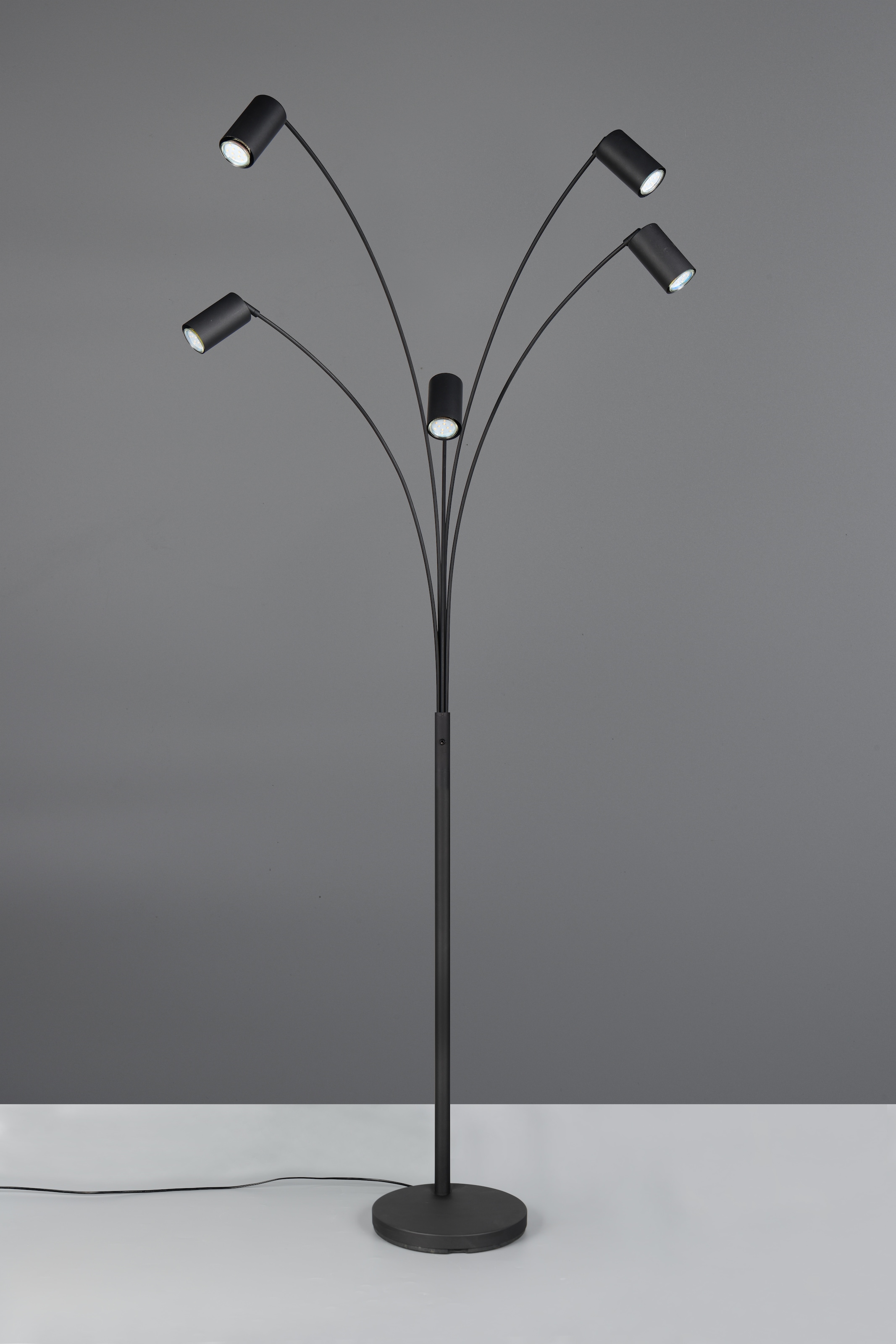 TRIO Leuchten Stehlampe »MARLEY, 5-flammige Bogenleuchte, exkl 5x GU10 max 10W, Kippschalter«, 5 flammig, Leuchtmittel GU10 | Leuchtmittel wechselbar, Höhe 200 cm, Leuchtenarme flexibel verstellbar Leseleuchte Stehleuchte