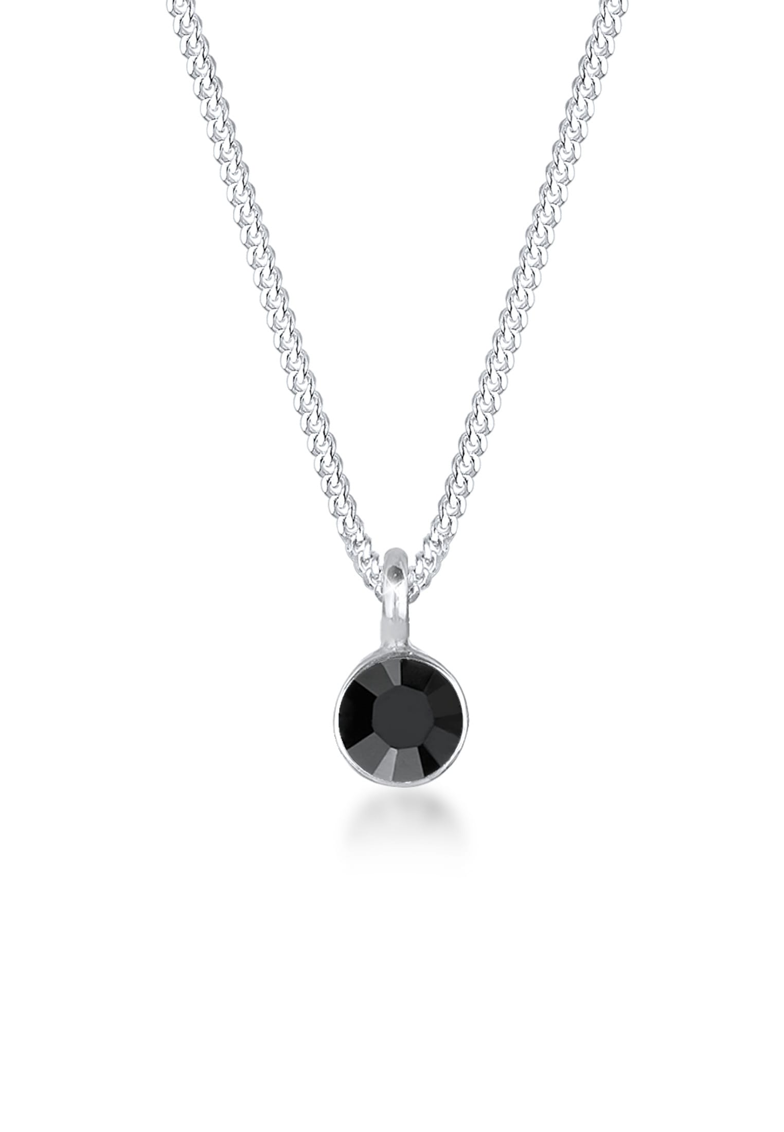 Elli Collierkettchen »Solitär Glas Kristalle Schwarz 925 Sterling Silber«