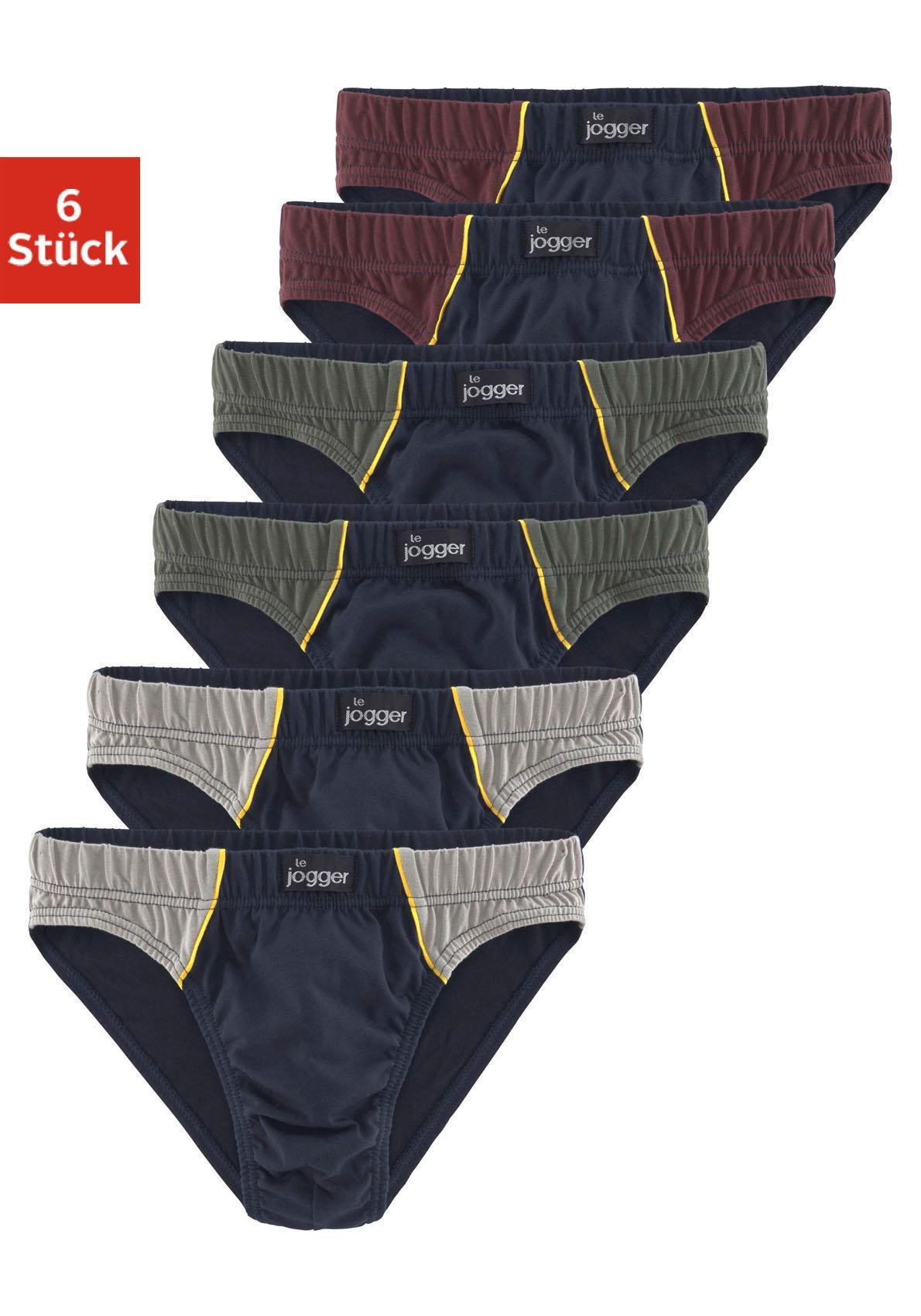 Slip Packung, 6 Stk. tlg mit kontrastfarbenen Highlights, Gr. 5, marine, grau
