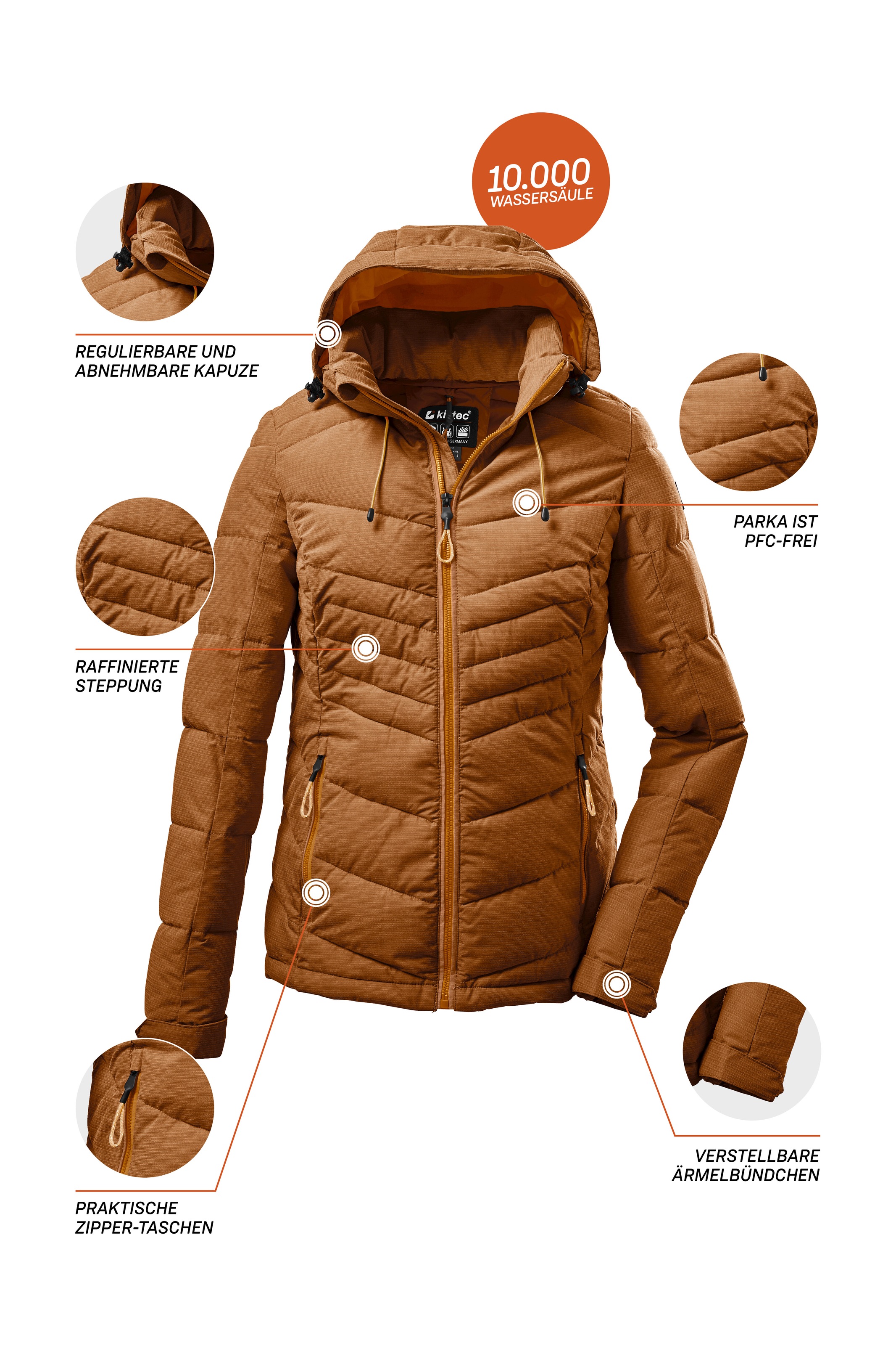 Killtec Steppjacke »KOW 149 WMN QLTD JCKT«, Wasser- und windabweisend, atmungsaktiv, abnehmbare Kapuze