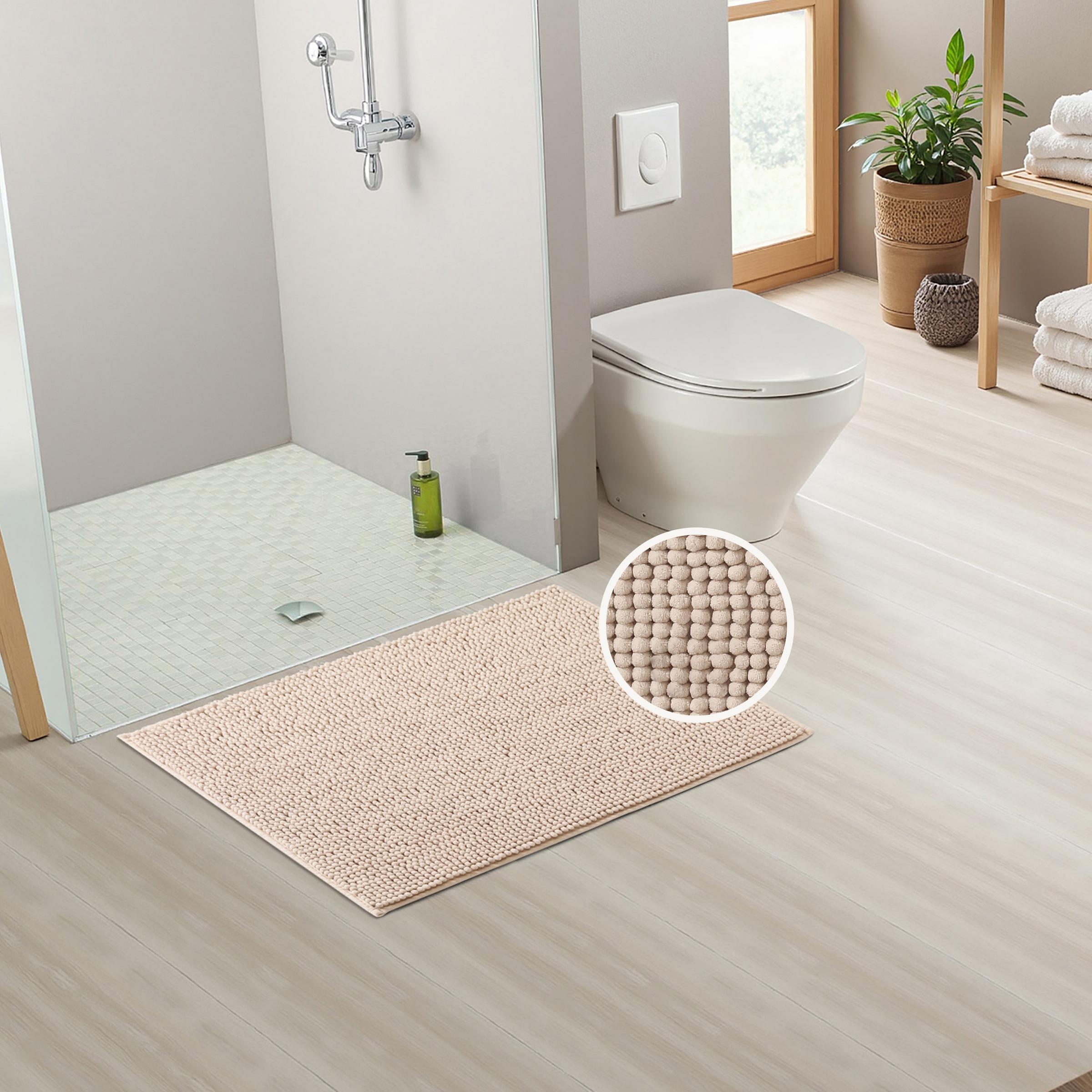 my home Badematte »Vanessa Chenille, Badvorleger, Badezimmer Teppich, Duschvorleger«, beidseitig nutzbar-strapazierfähig-fußbodenheizungsgeeignet-schnell trocknend, Uni Farben, besonders weich
